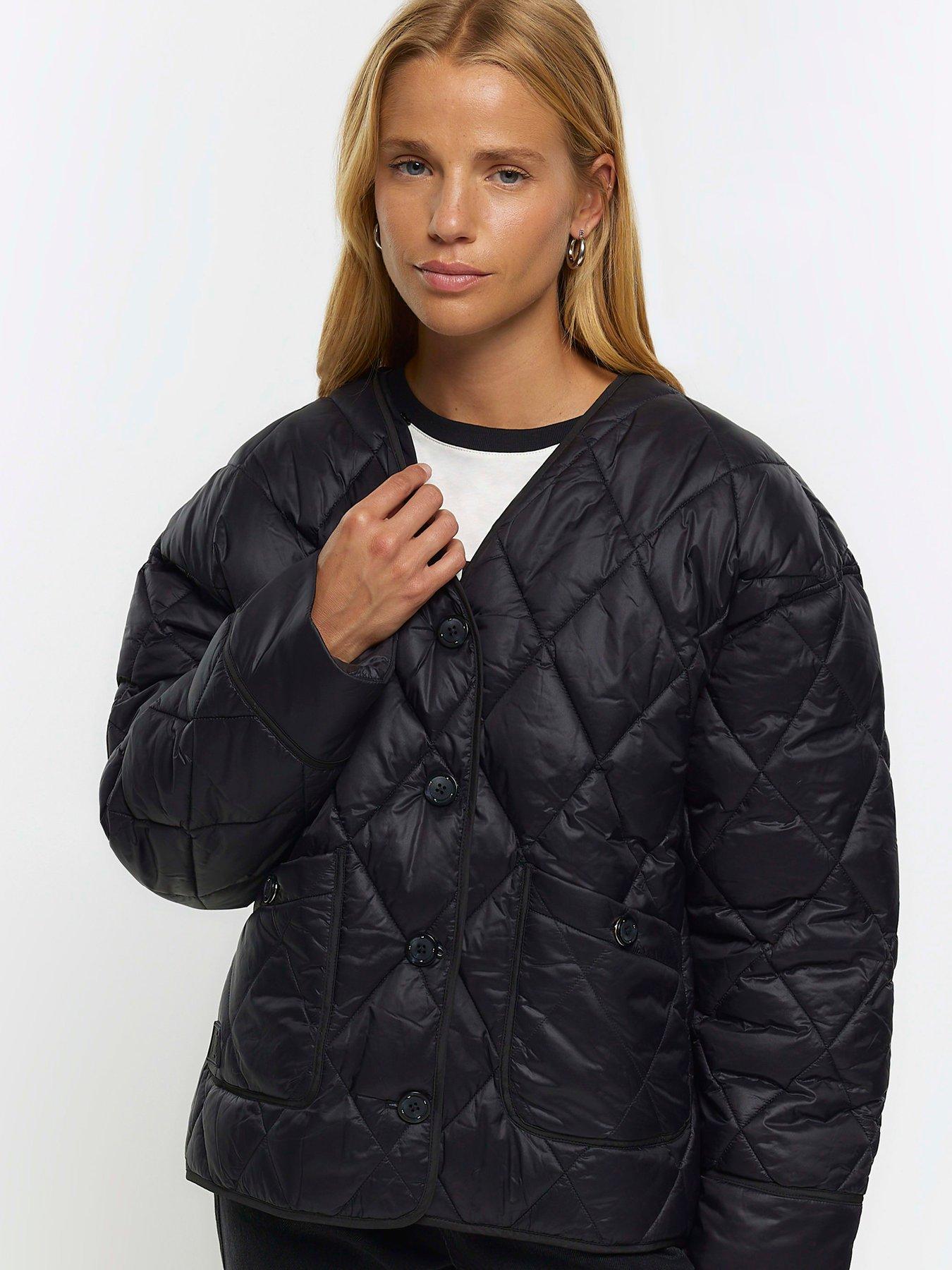 River island black padded jacket outlet