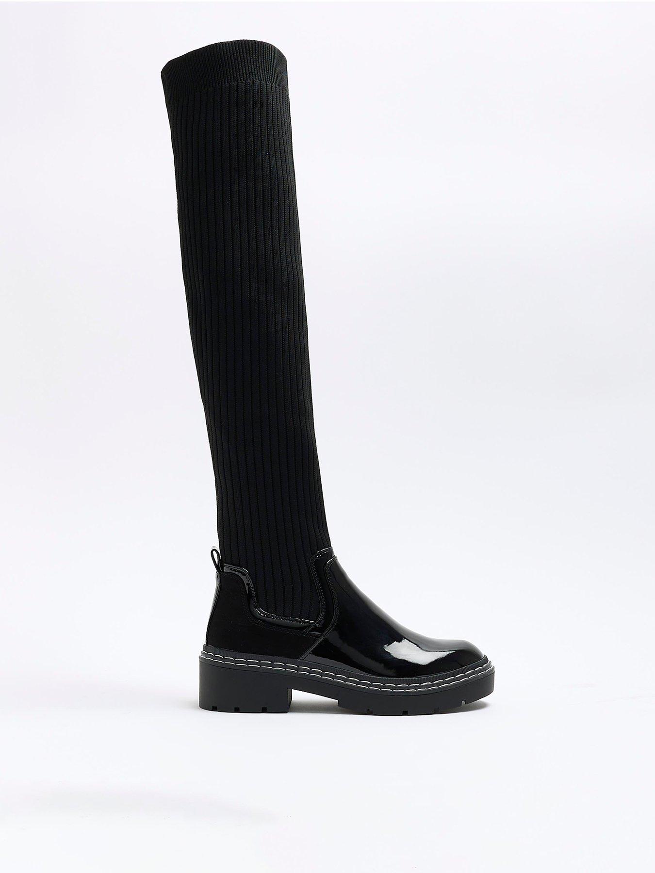 Navy knee high on sale boots river island