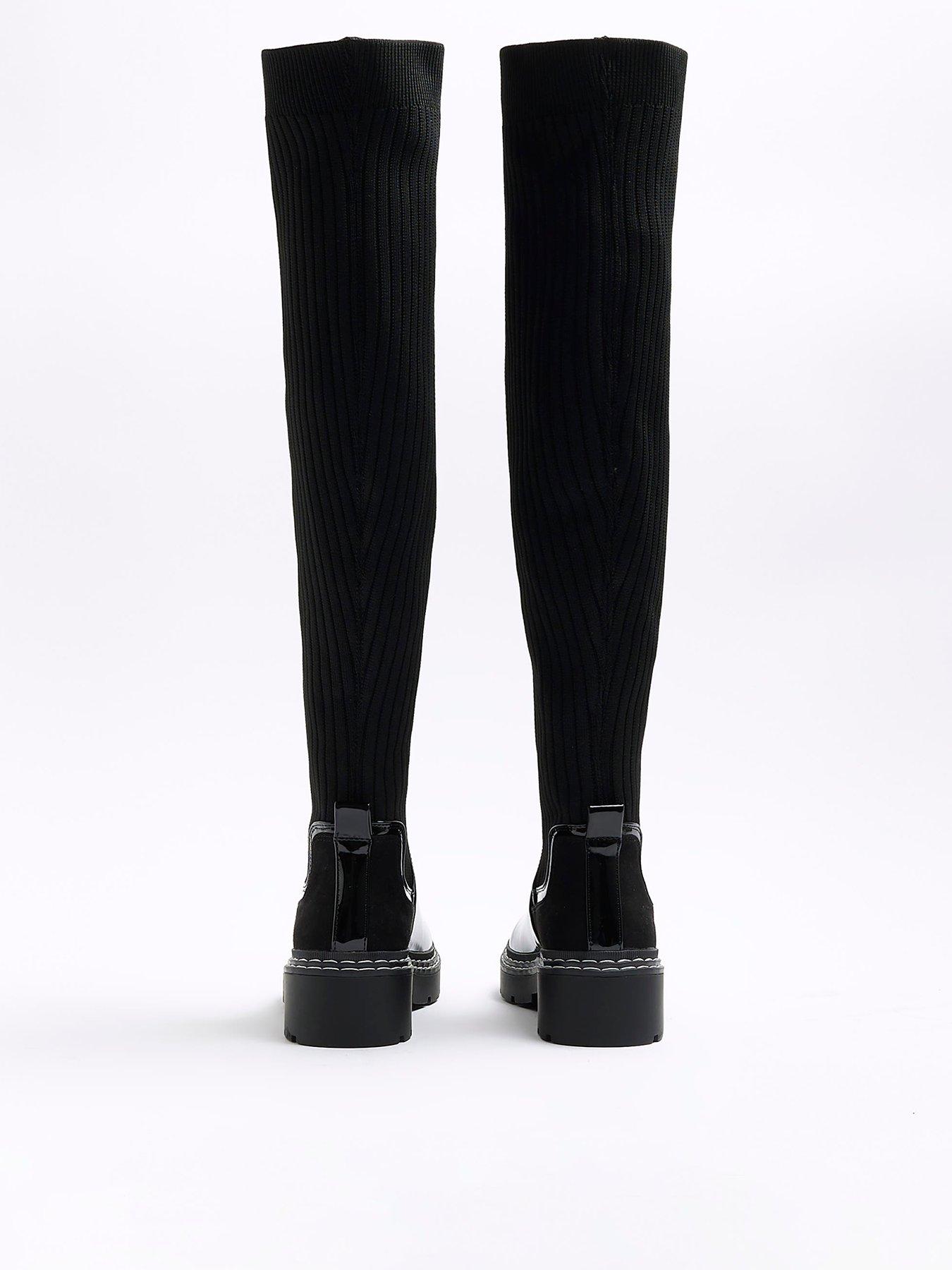 River island black cheap knee high boots