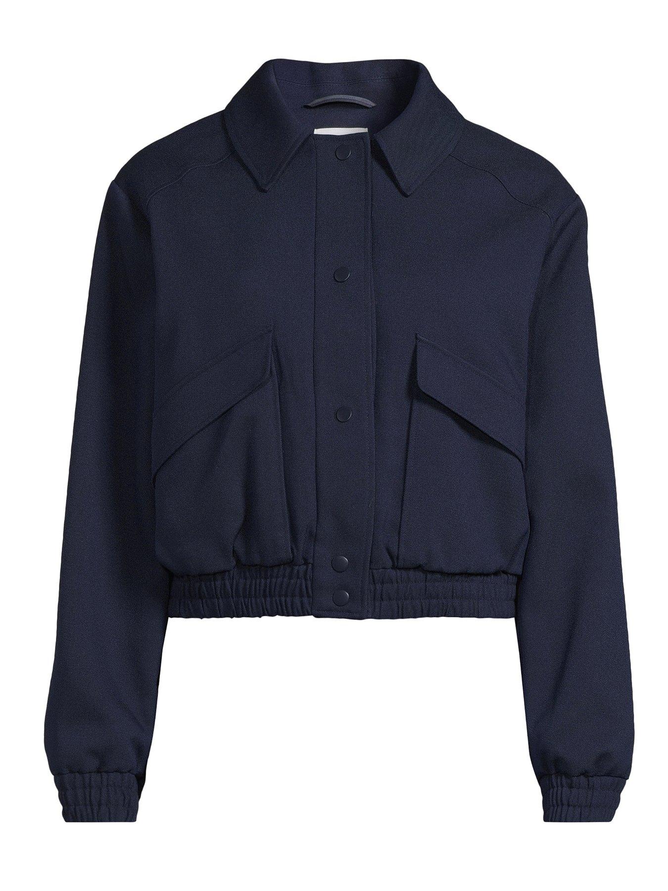 V by Very X Hattie Bourn Premium Twill Bomber Jacket - Navy | Very.co.uk