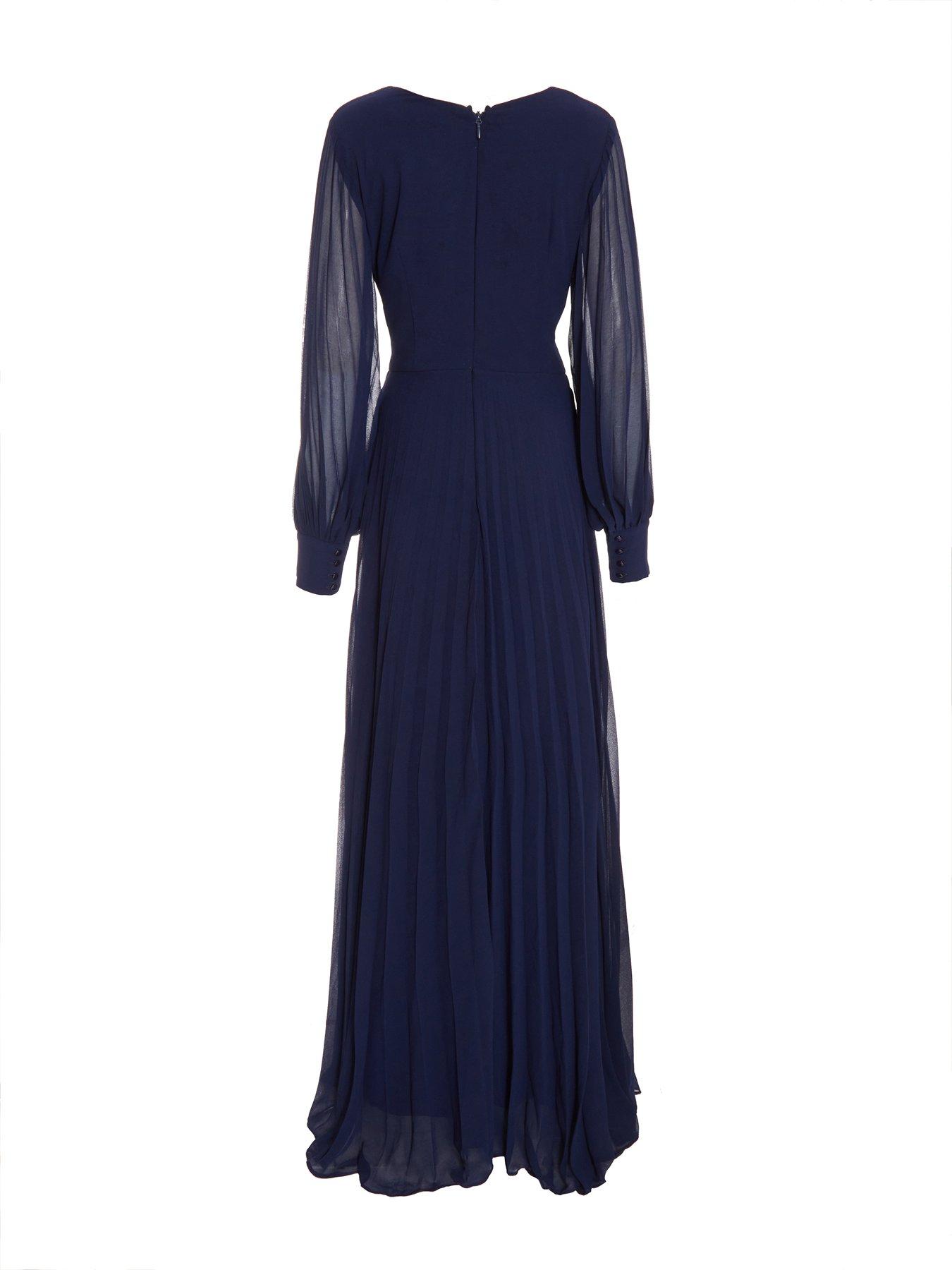 Quiz navy chiffon high neck store maxi dress