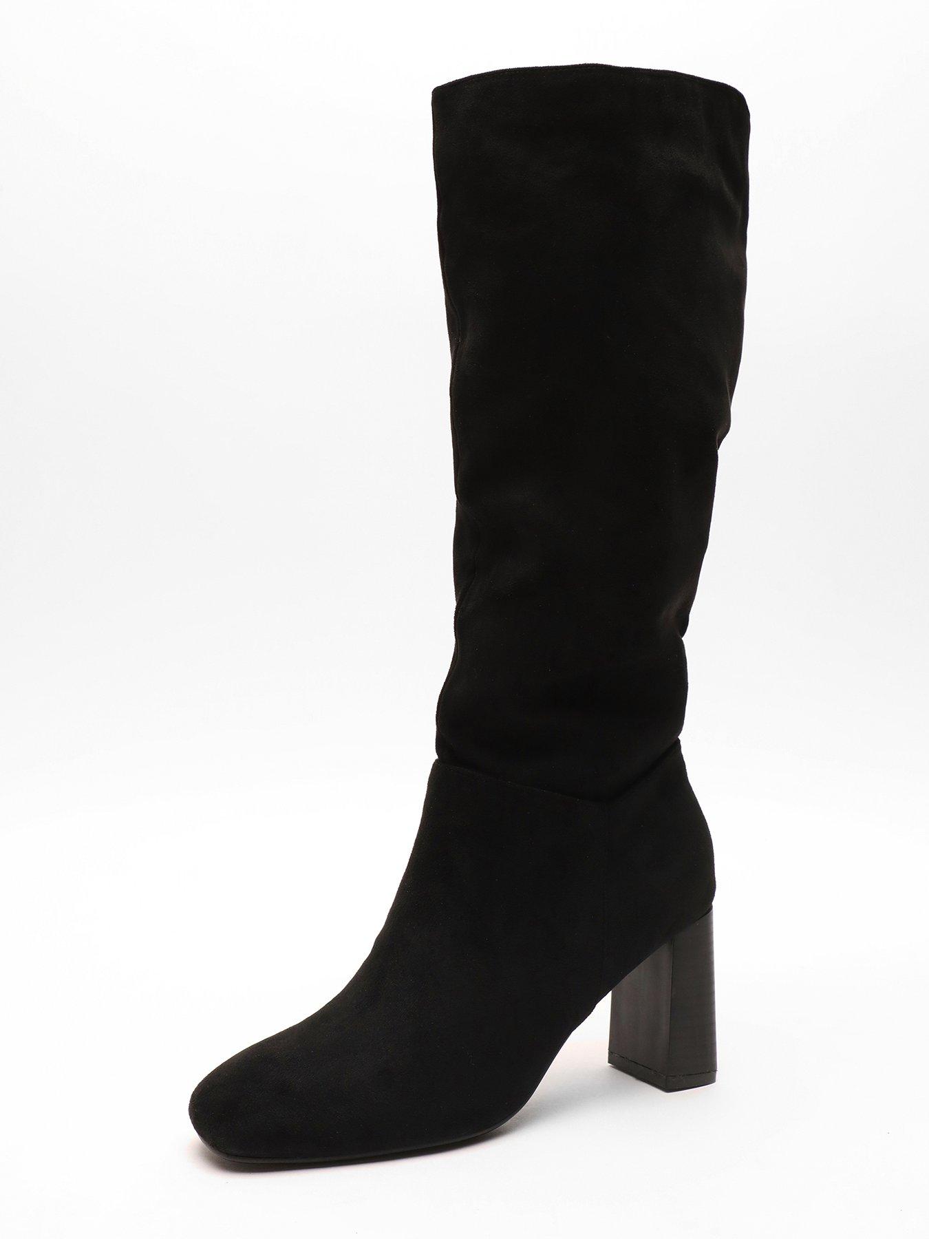 Knee high suede hot sale block heel boots