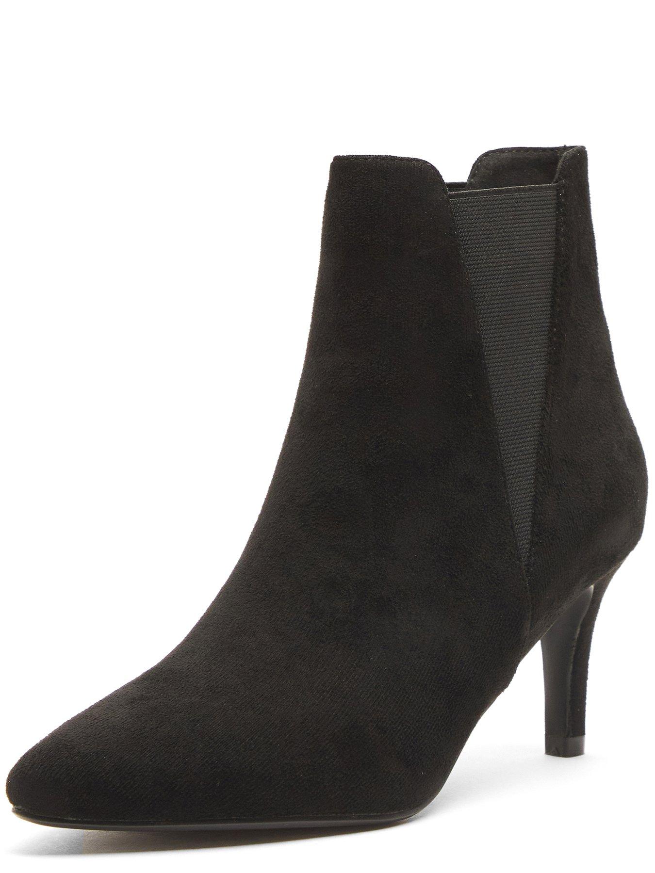 Quiz Black Ankle Heeled Stretch Boots very.co.uk