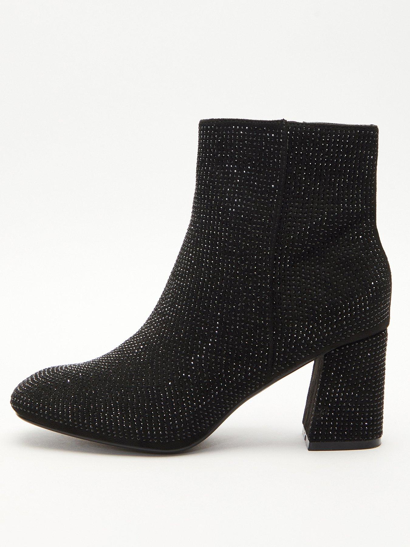 Black diamante ankle store boots