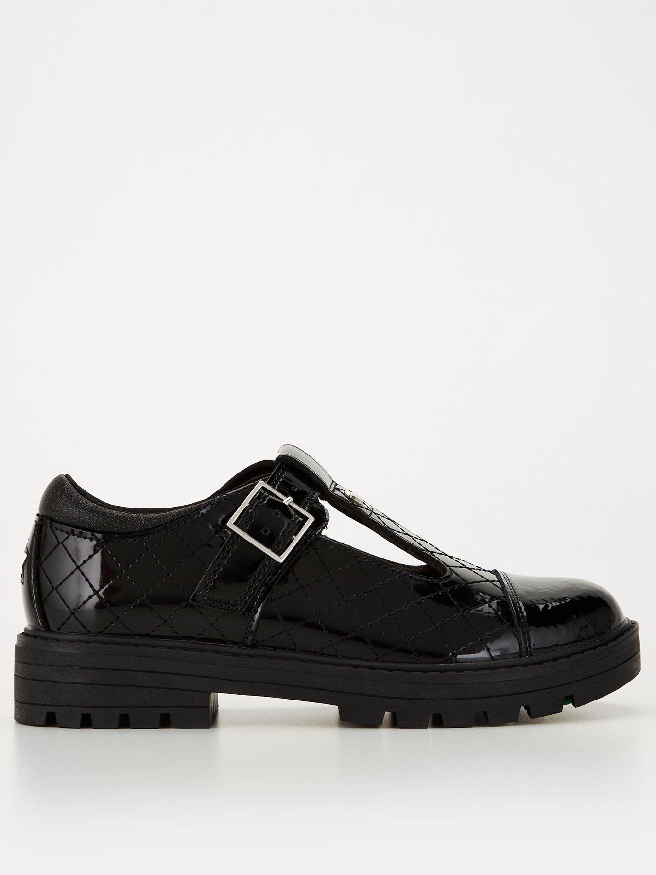 Image of V by Very New Younger Girls Quilted Patent Leather Tbar School Shoe