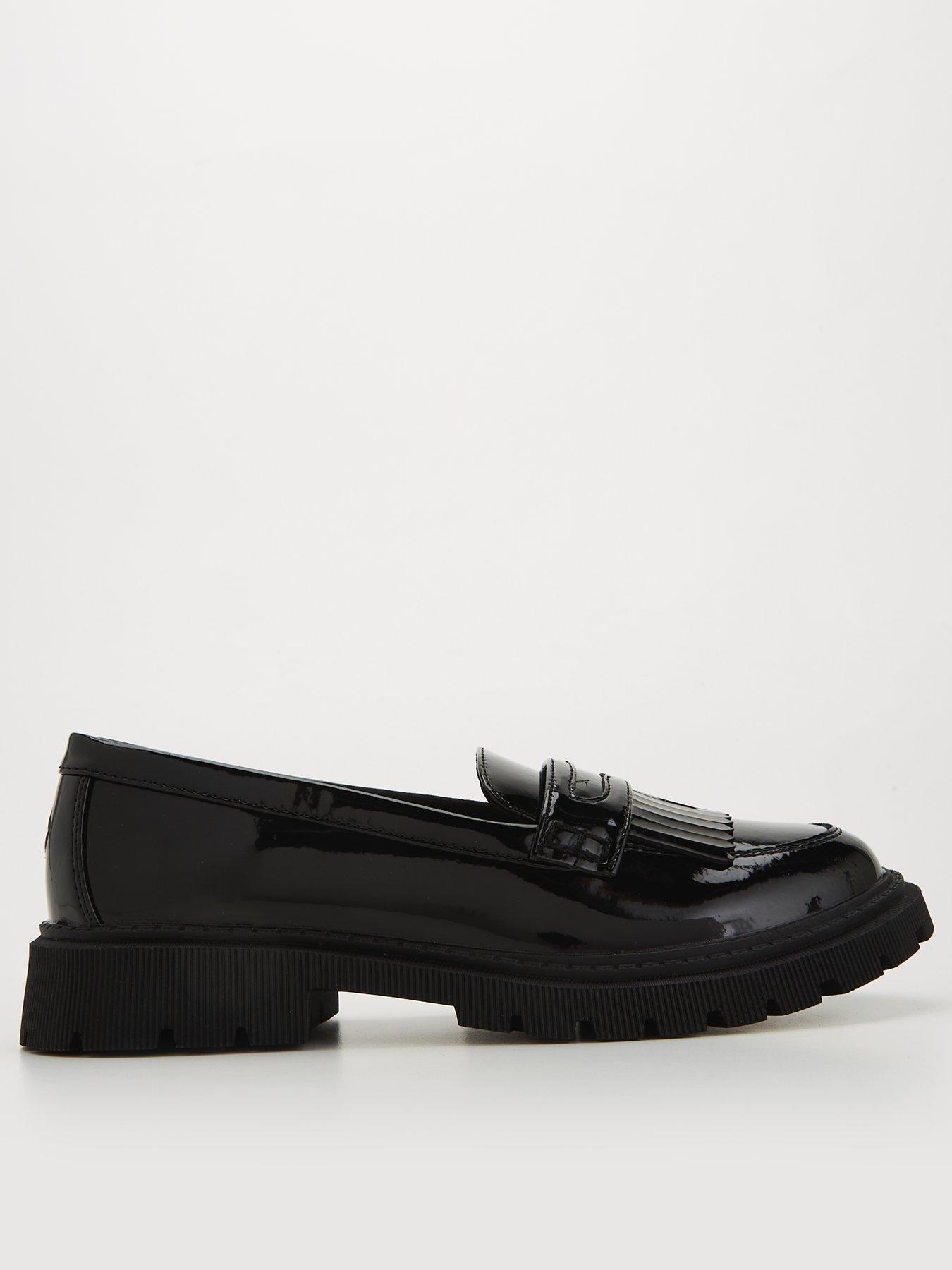 The Very Collection Older Girls Chunky Patent Leather Loafer School Shoe - Black