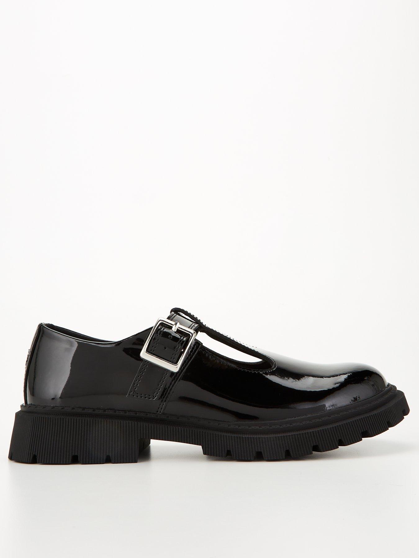 The Very Collection Older Girls Patent Leather T-bar School Shoe - Black