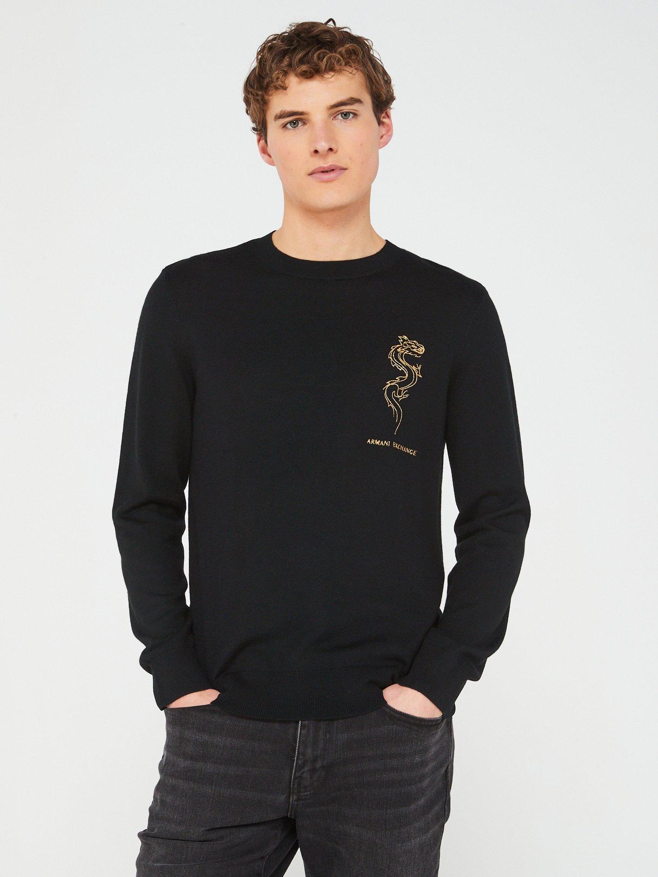 Armani Exchange Dragon Logo Crew Neck Jumper | very.co.uk