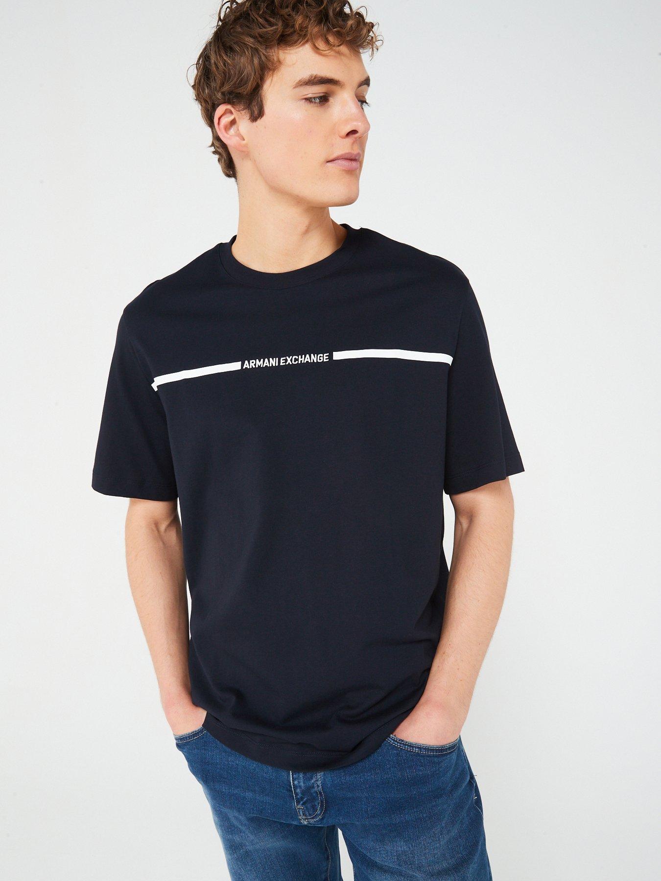 Armani Exchange Logo Tape T-shirt - Navy | Very.co.uk