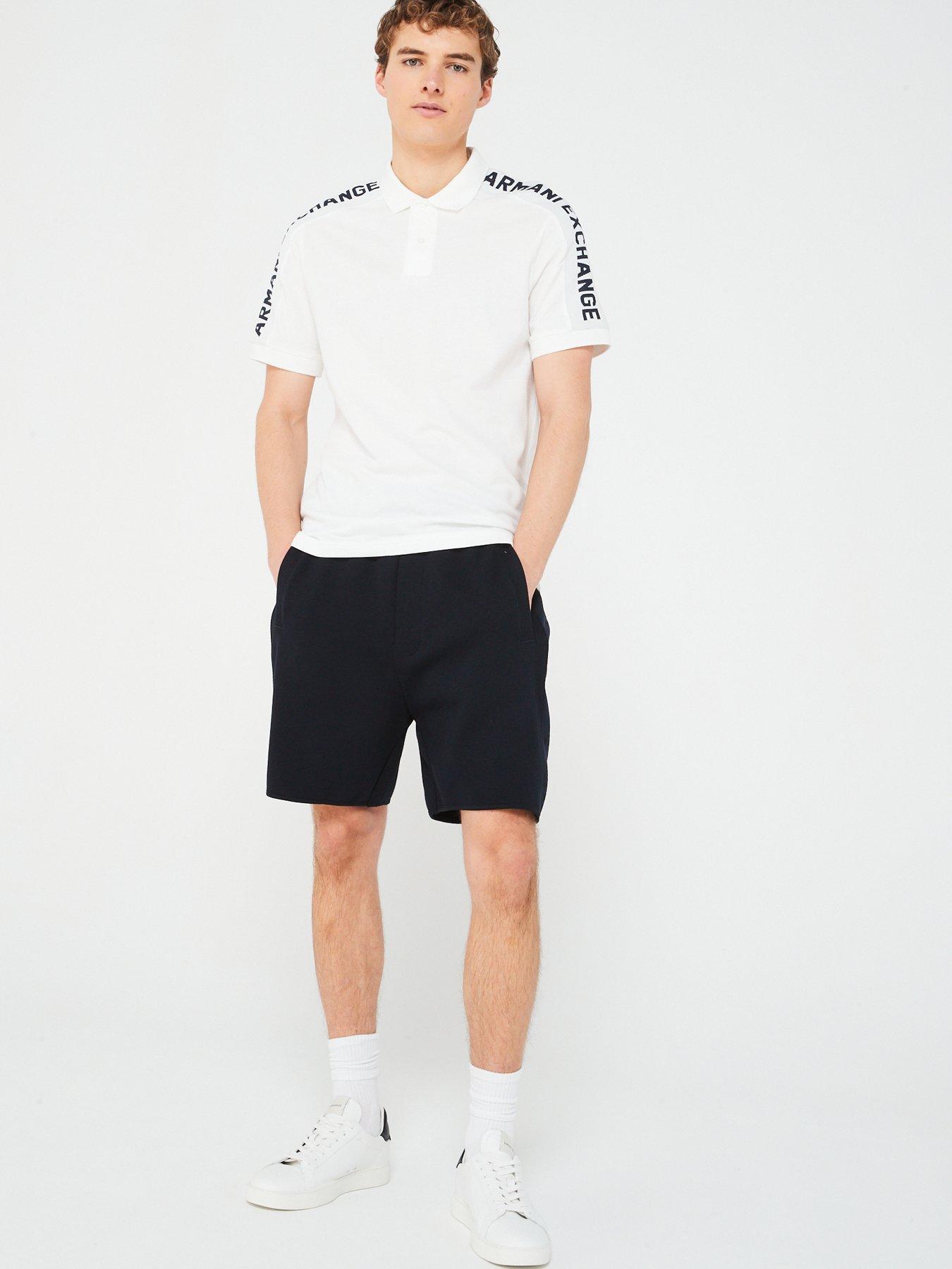 Armani Exchange Logo Tape Polo Shirt - Off White | Very.co.uk