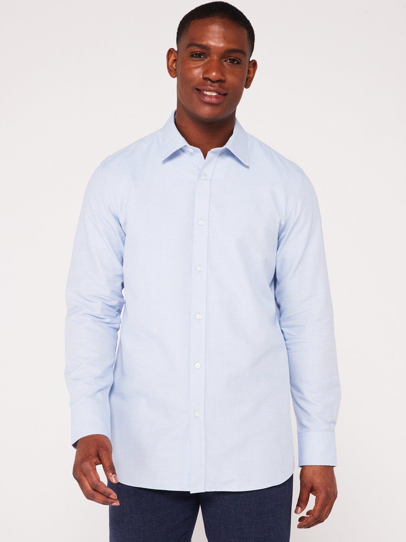 Very Man Smart Long Sleeve Dobby Shirt - Light Blue 