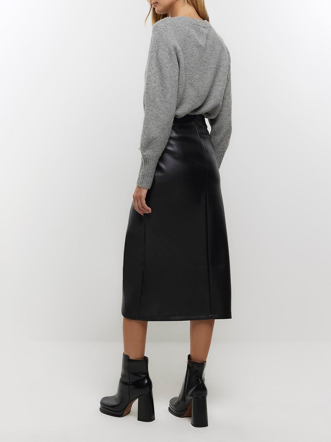 River Island Utility Asymmetric Wrap Skirt Black Uk