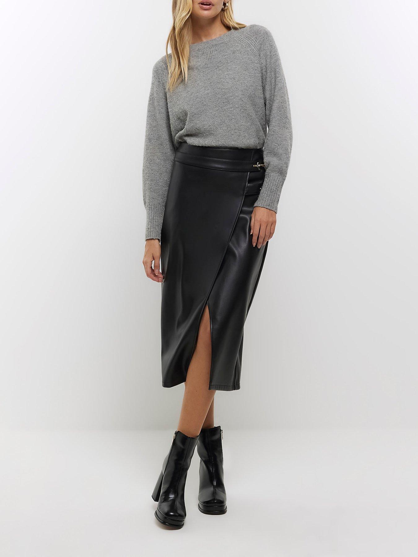 River Island Utility Asymmetric Wrap Skirt Black Very