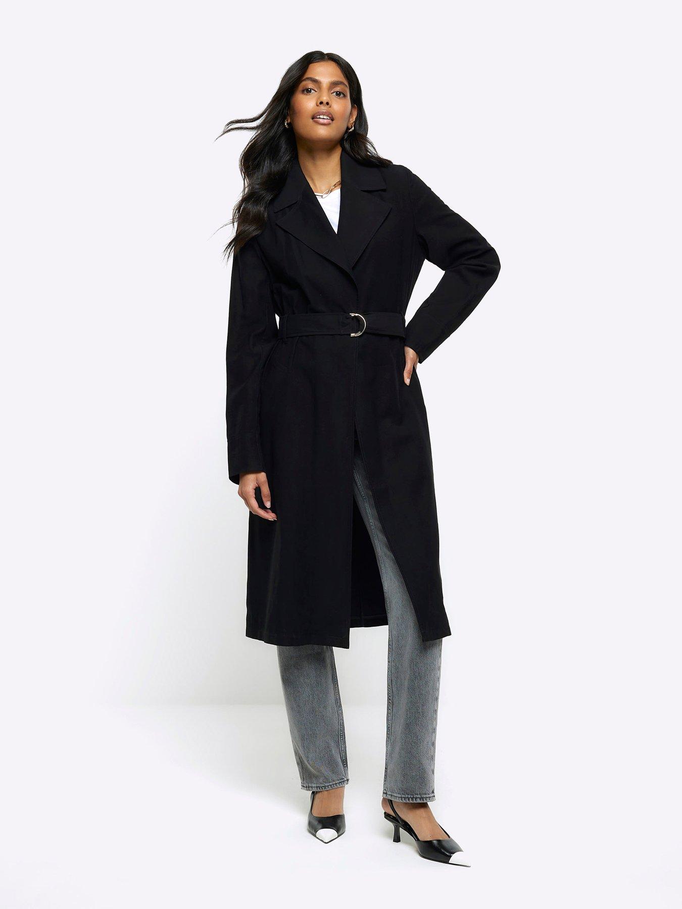 Black satin longline duster coat