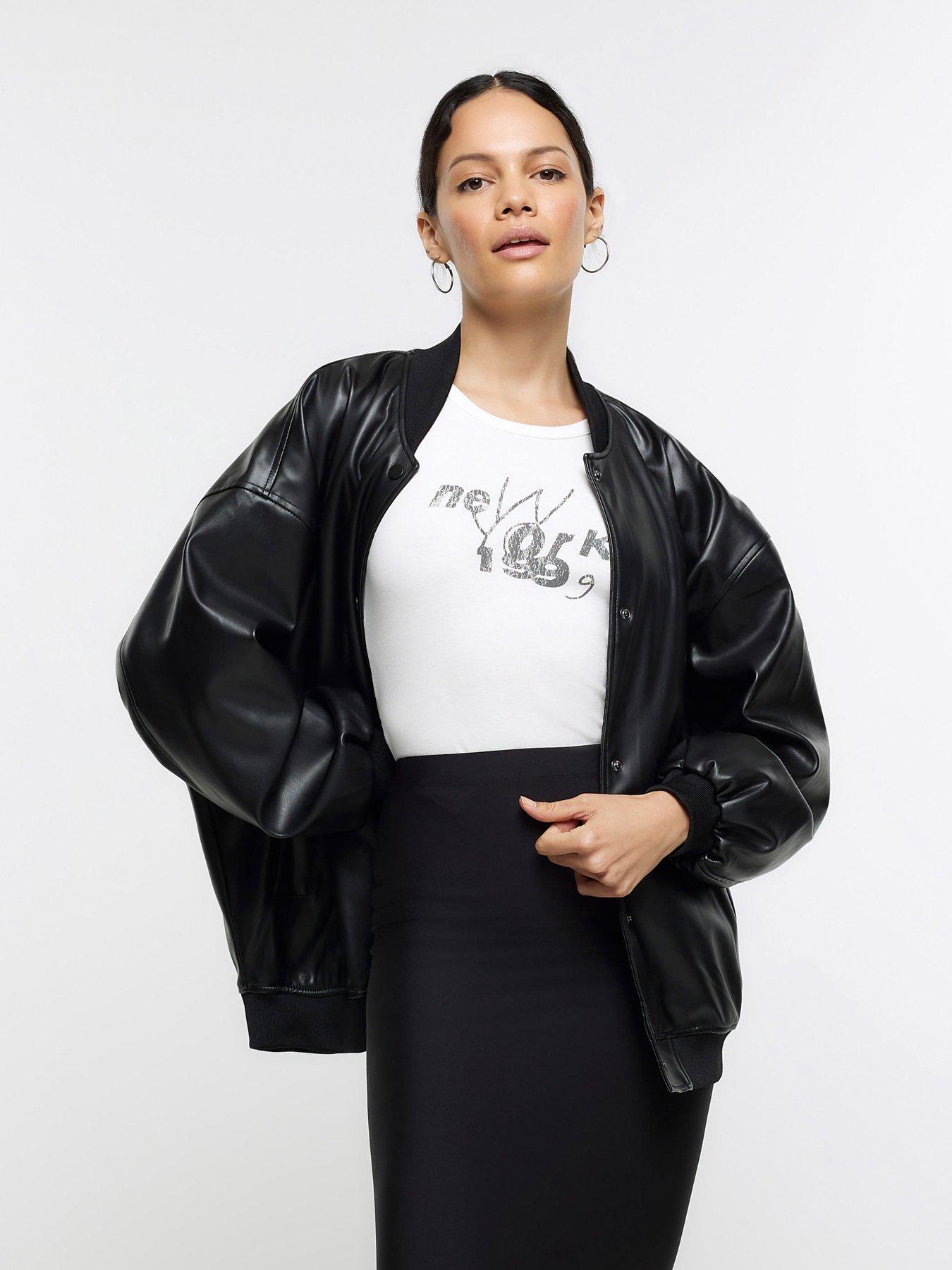 River island leather bomber jacket hotsell