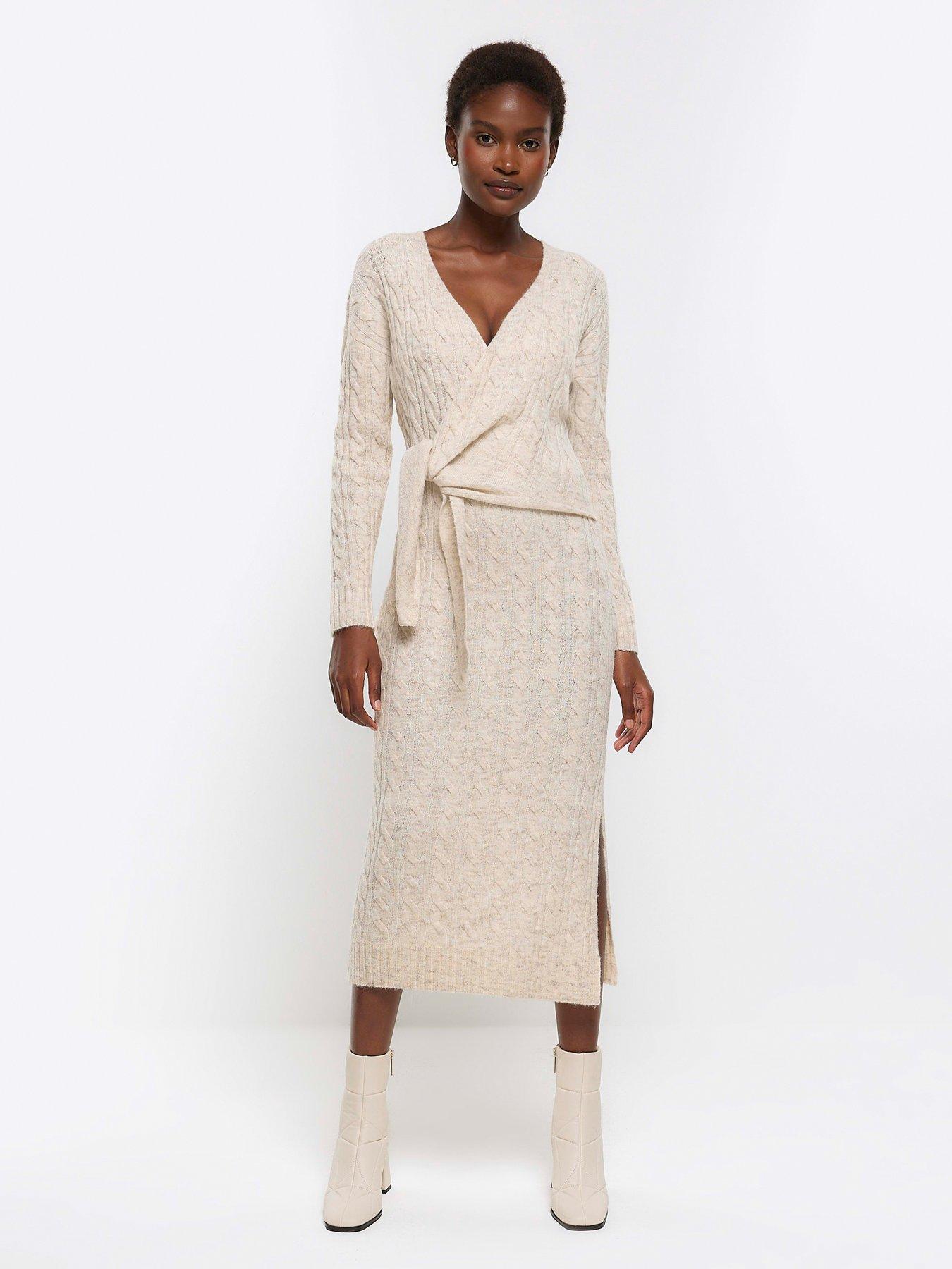 Beige wrap clearance dress