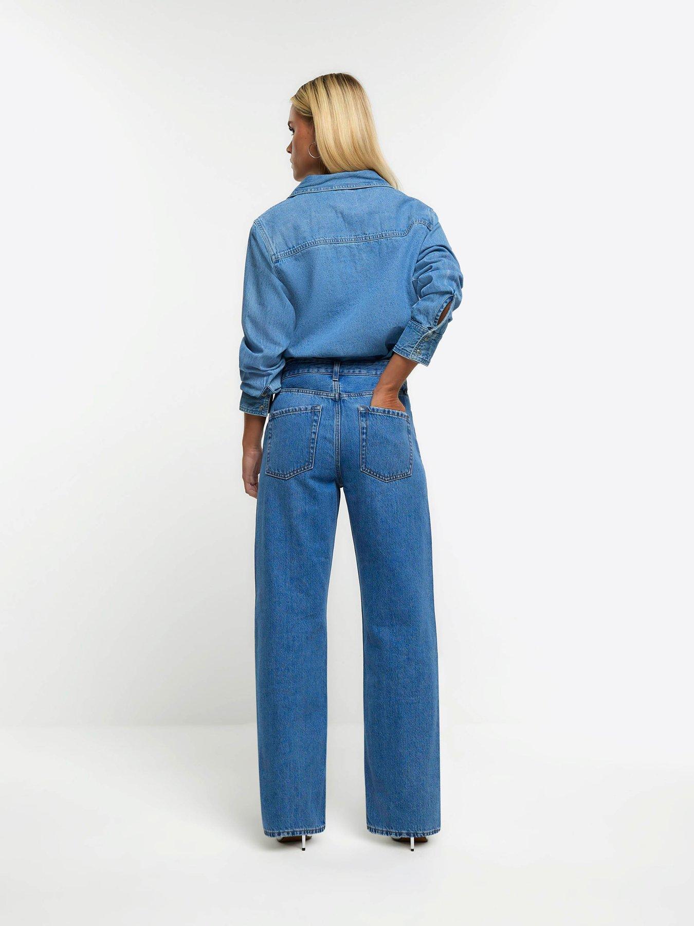 River Island 90s Long Straight Jagger Jeans - Blue | very.co.uk