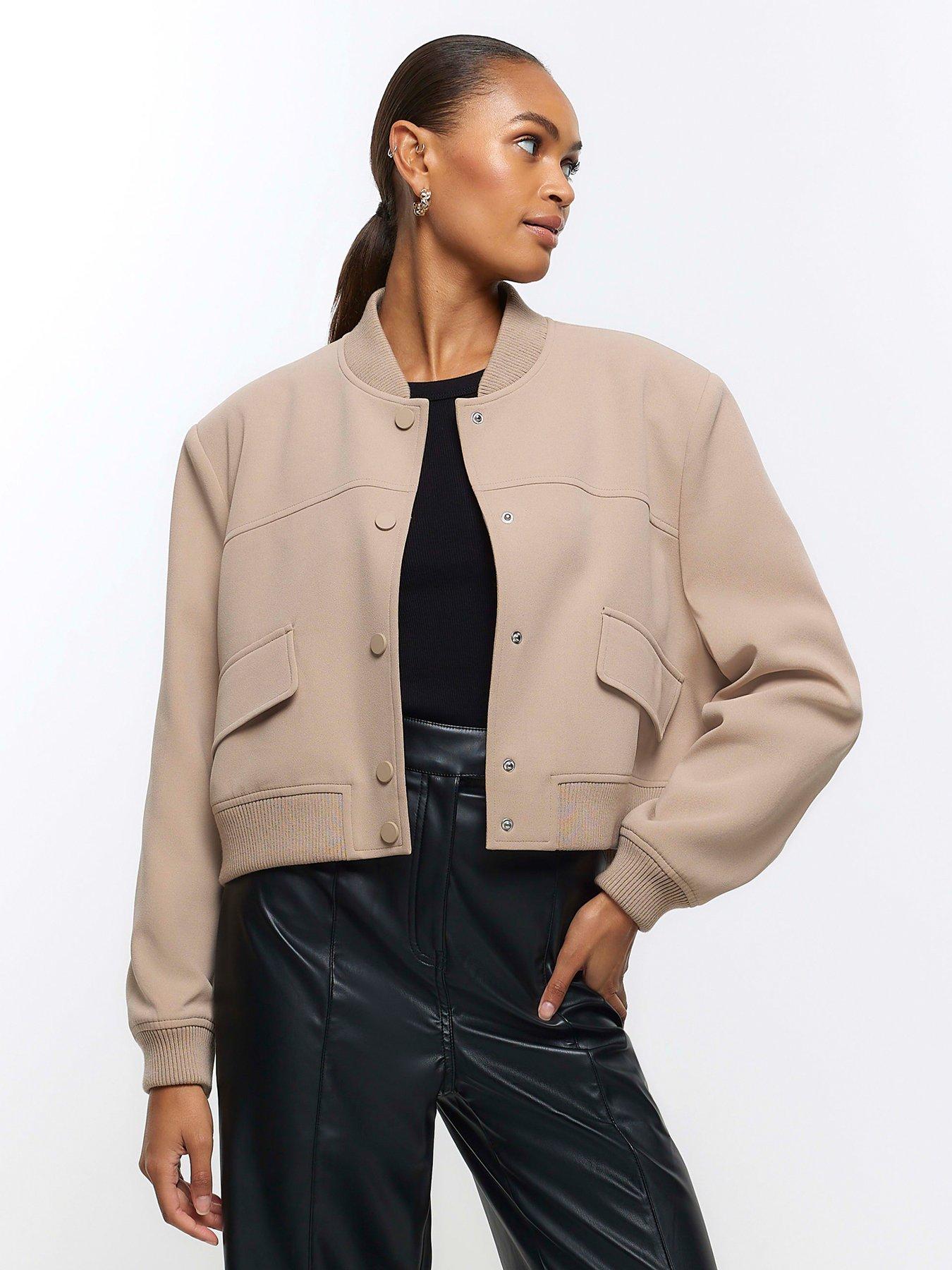 River island best sale leather bomber jacket