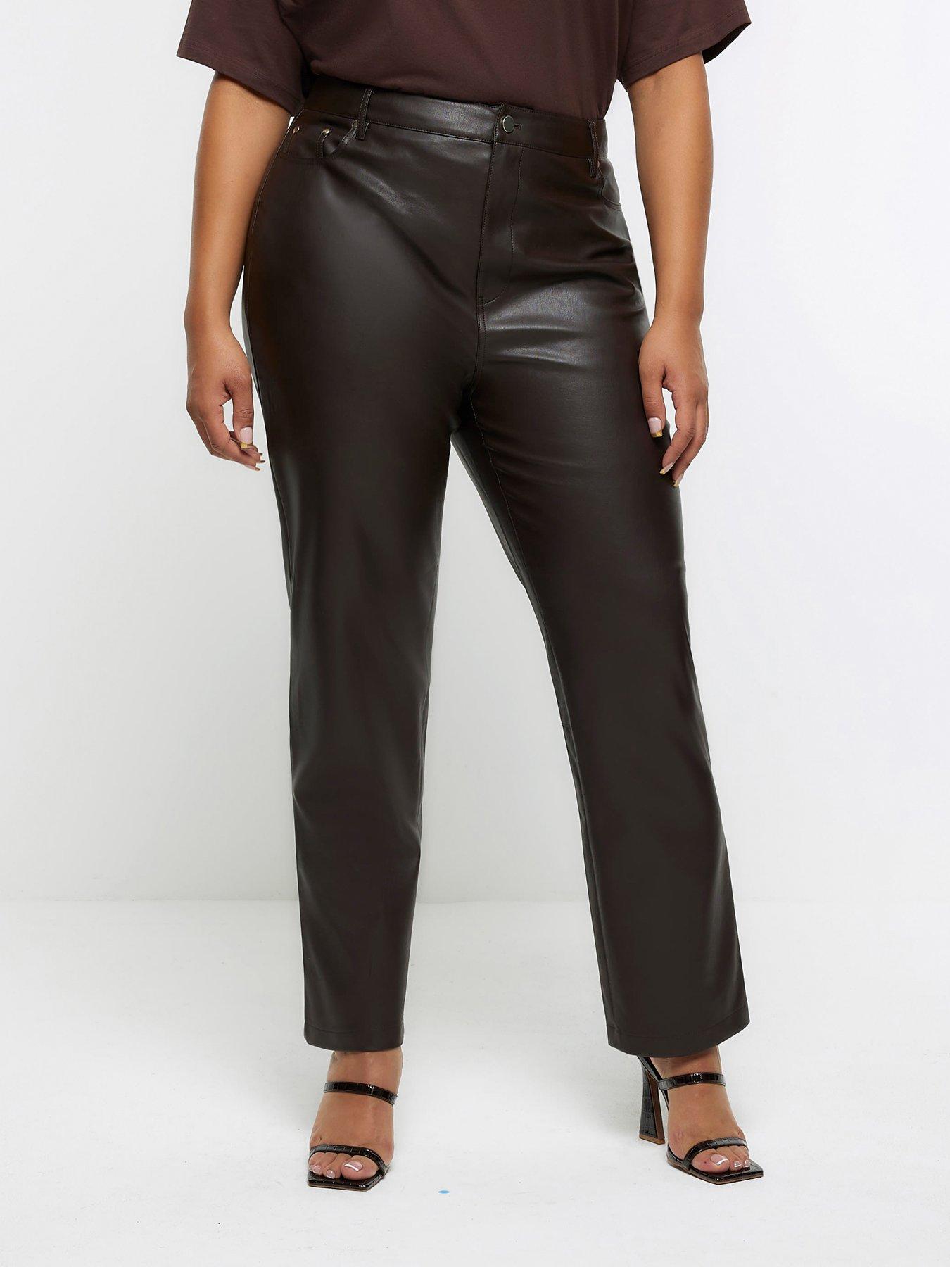 New Look Cameo Rose Black Leather-Look High Waist Leggings