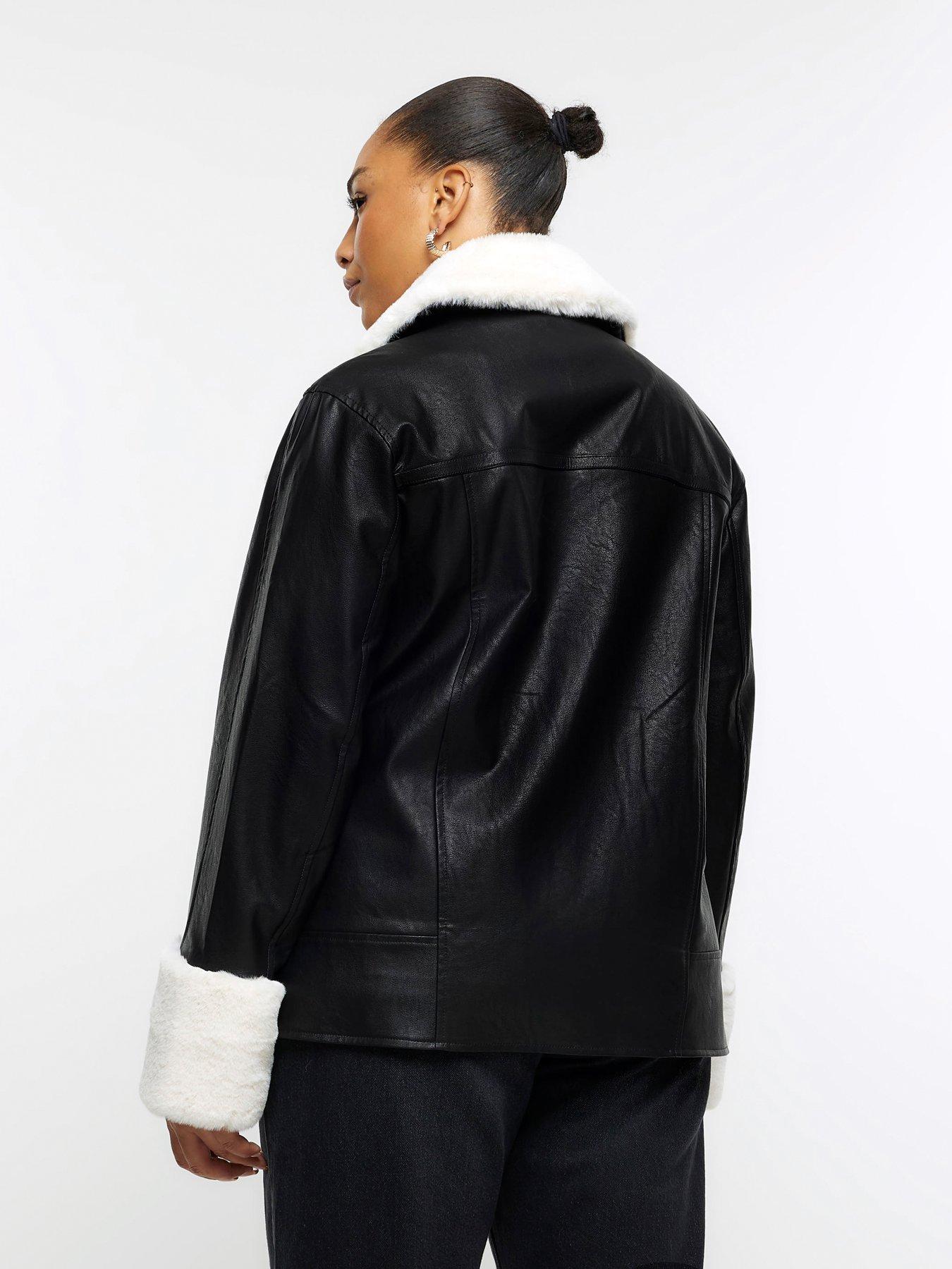 River island leather jacket with fur clearance