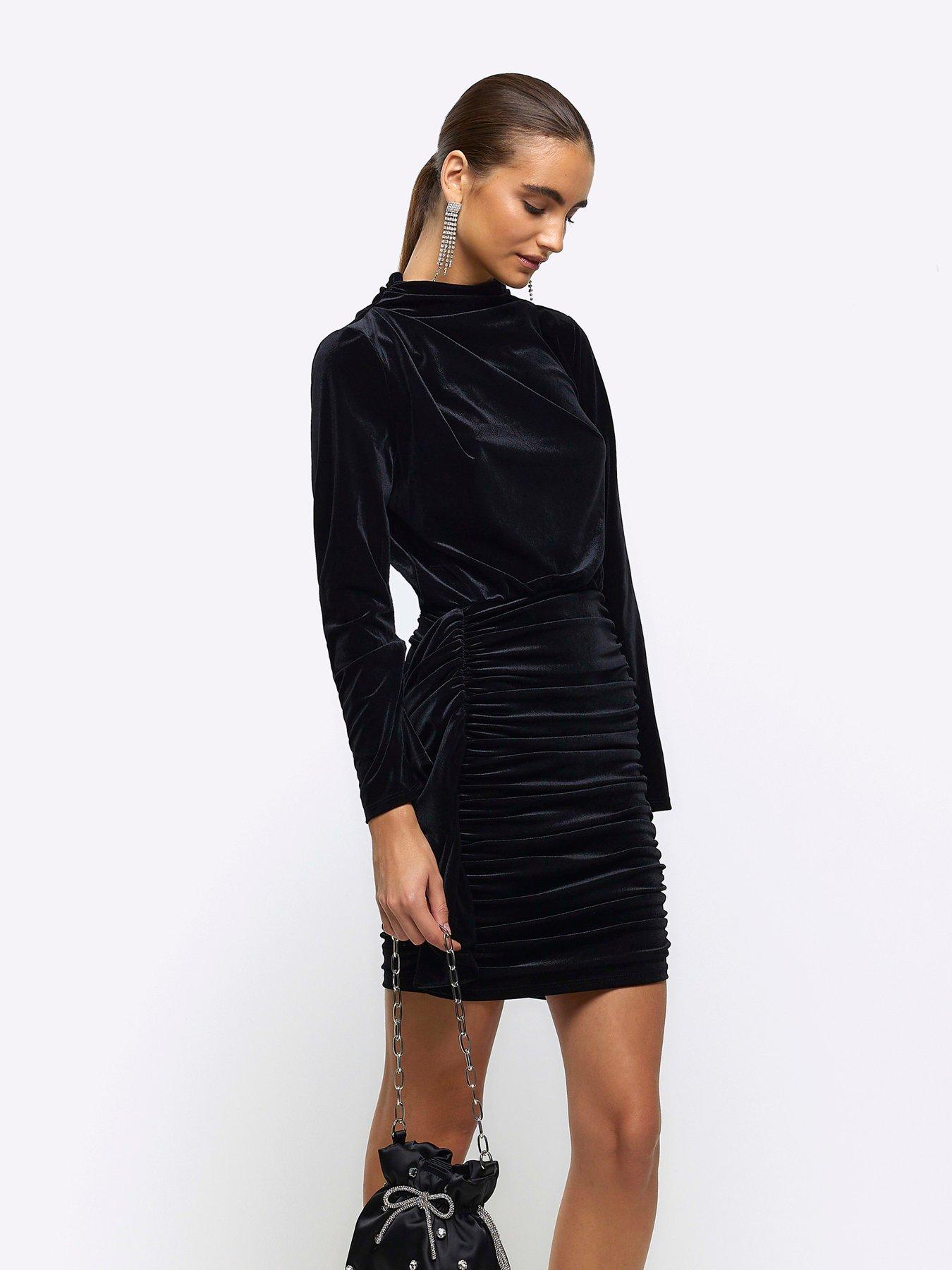 Ruched velvet clearance dress