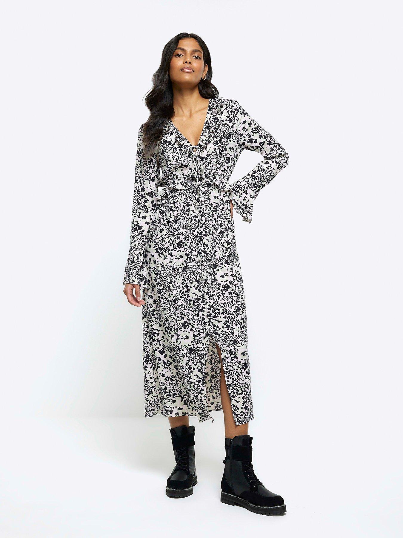 Ruffled animal shop print dress