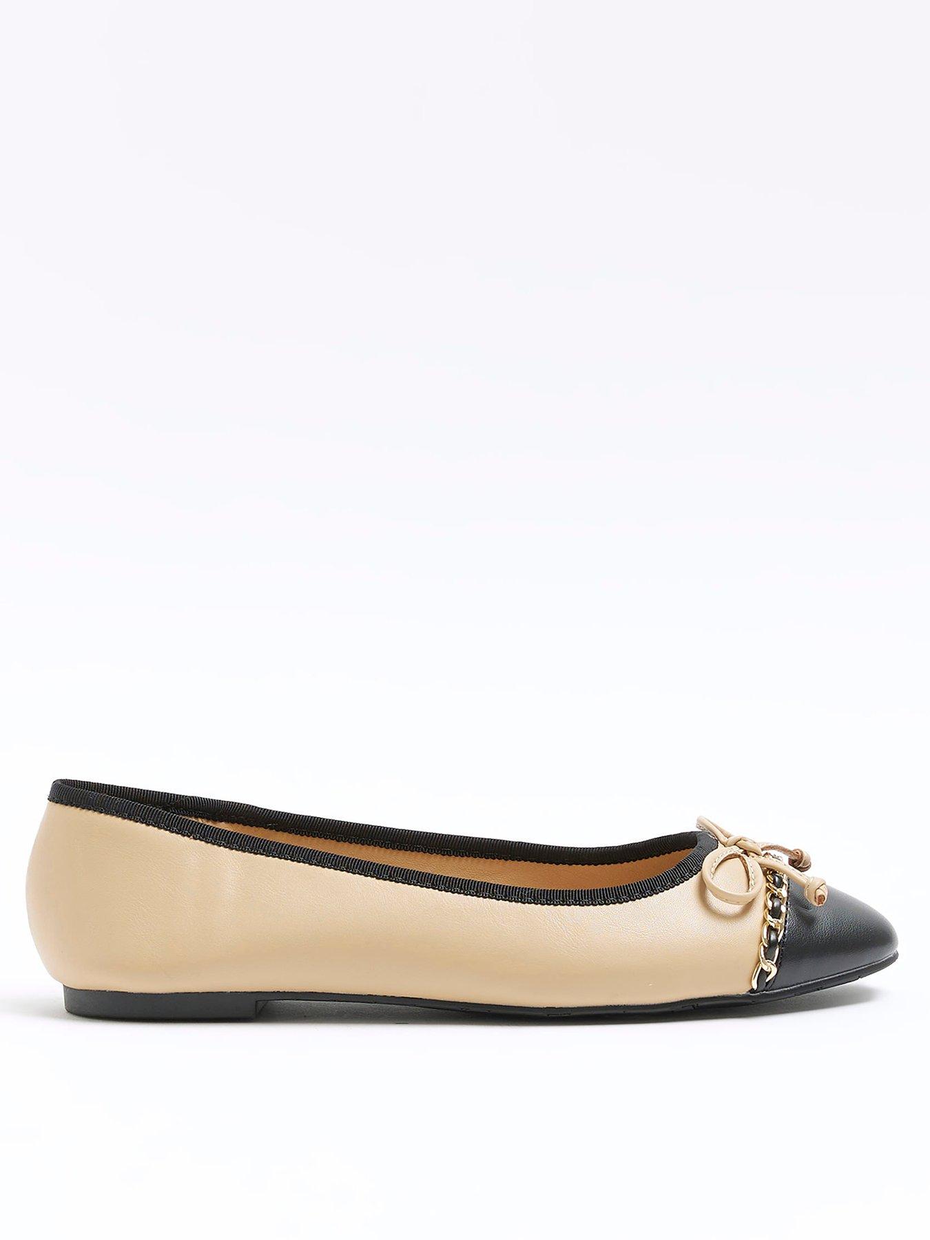 Beige and best sale black ballet flats