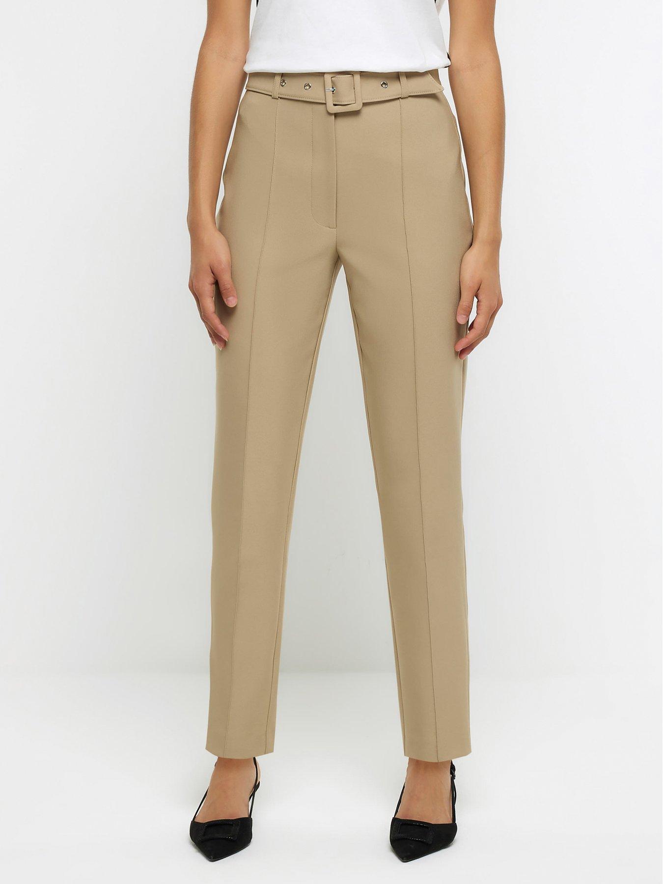 Beige slim shop leg trousers