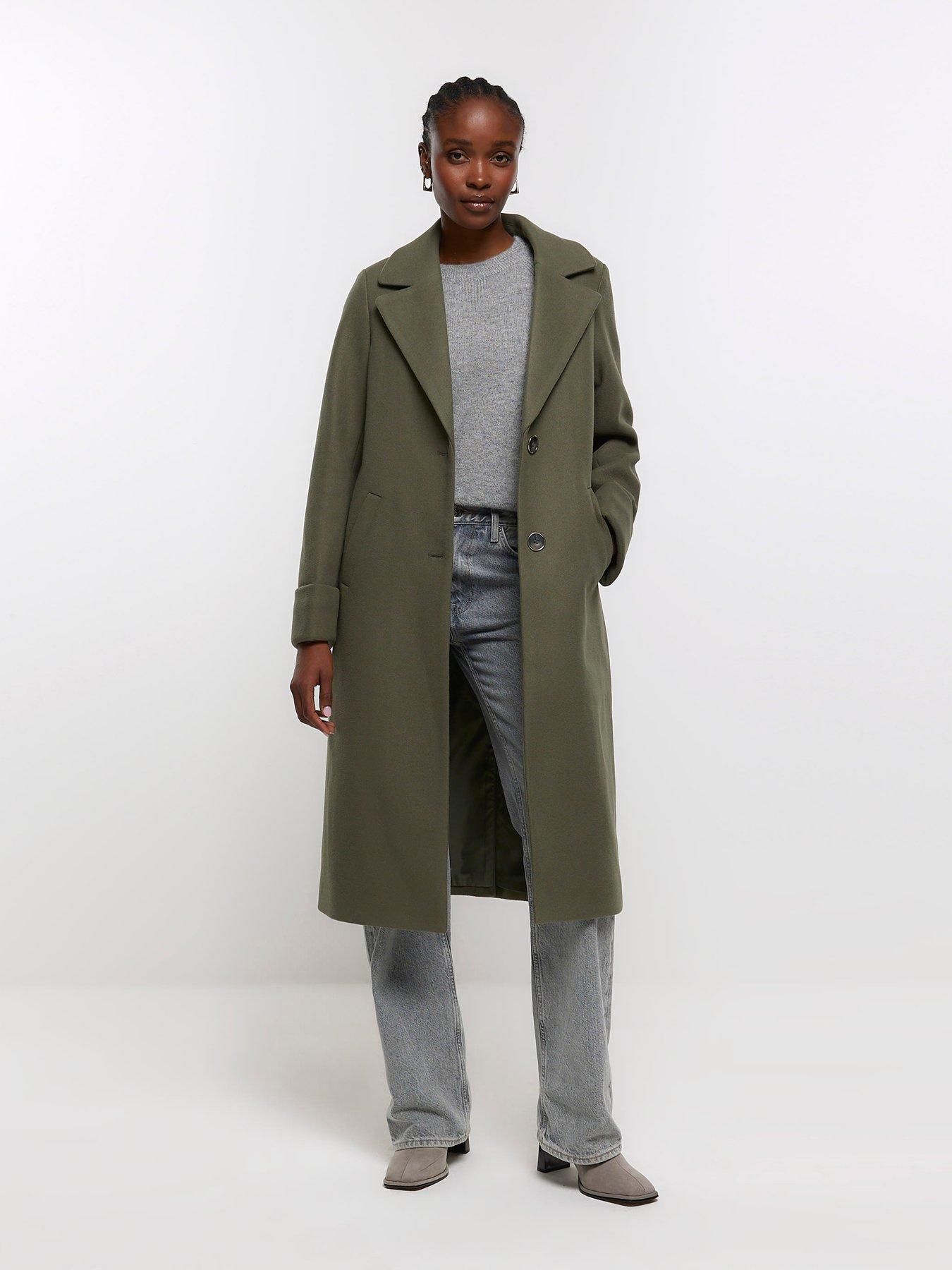 Khaki wool store trench coat