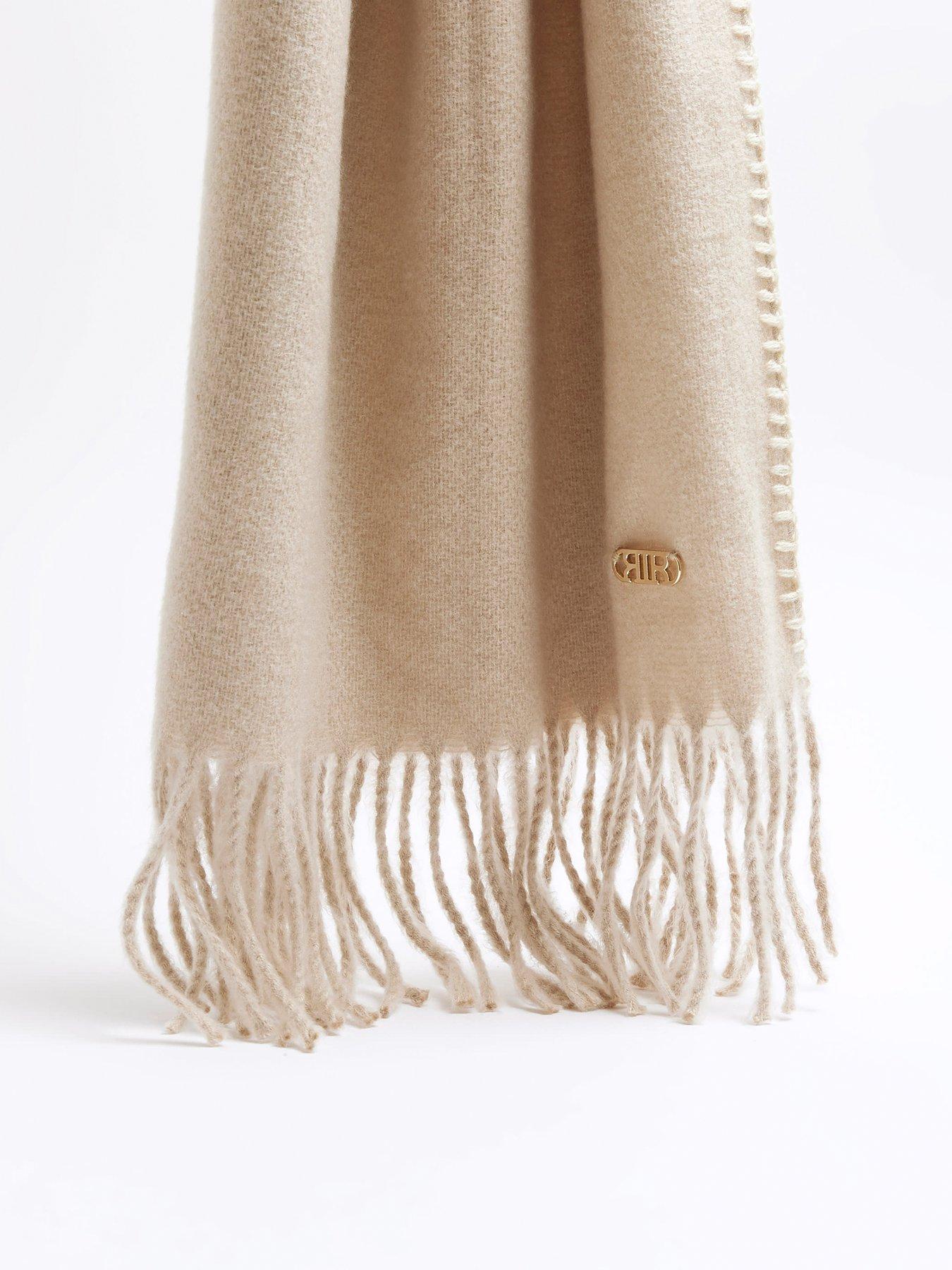 River Island Blanket Stitch Scarf - Cream