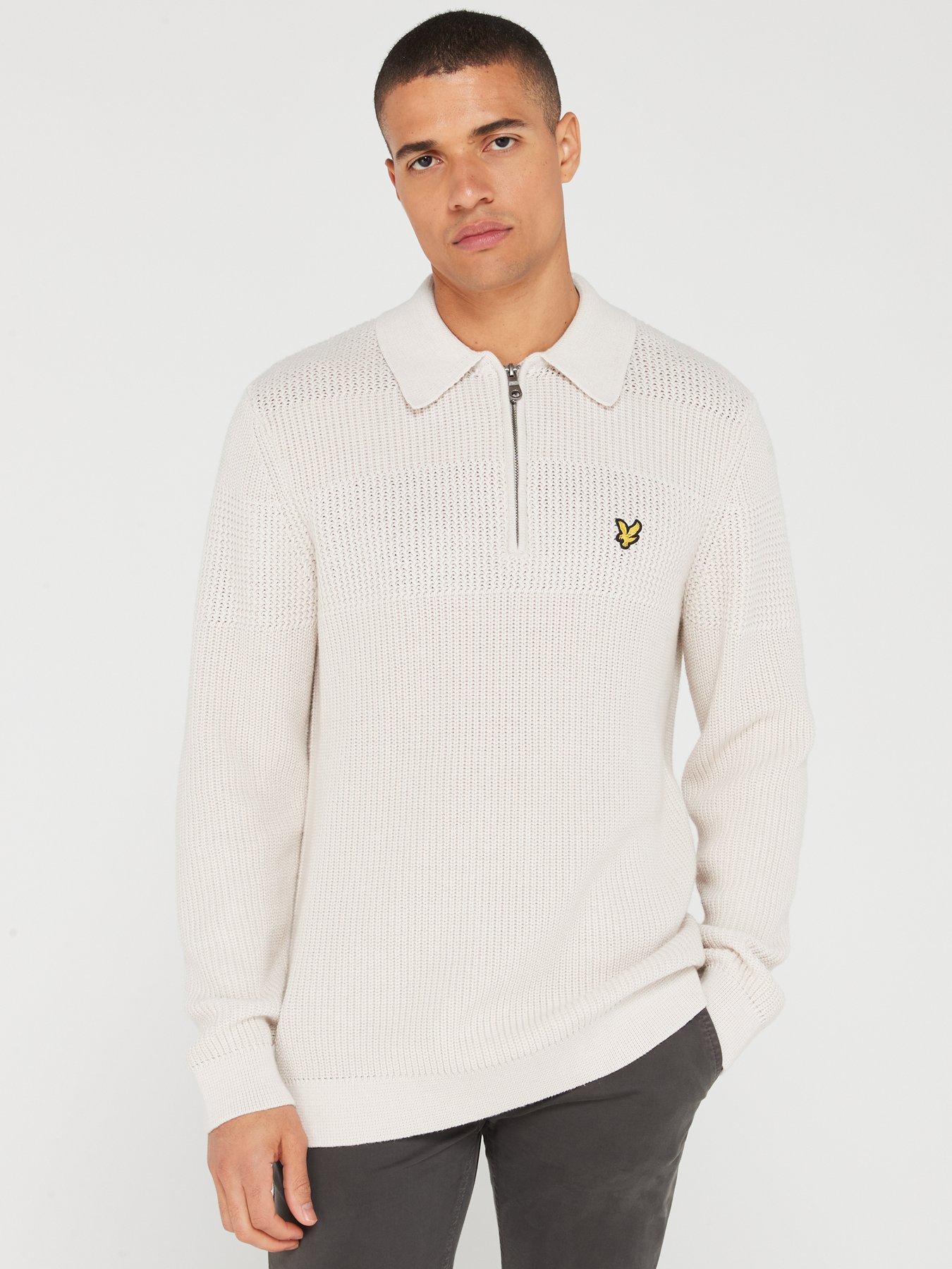 Lyle & Scott Lyle & Scott Textured Stripe Quarter Zip Jumper - Off ...