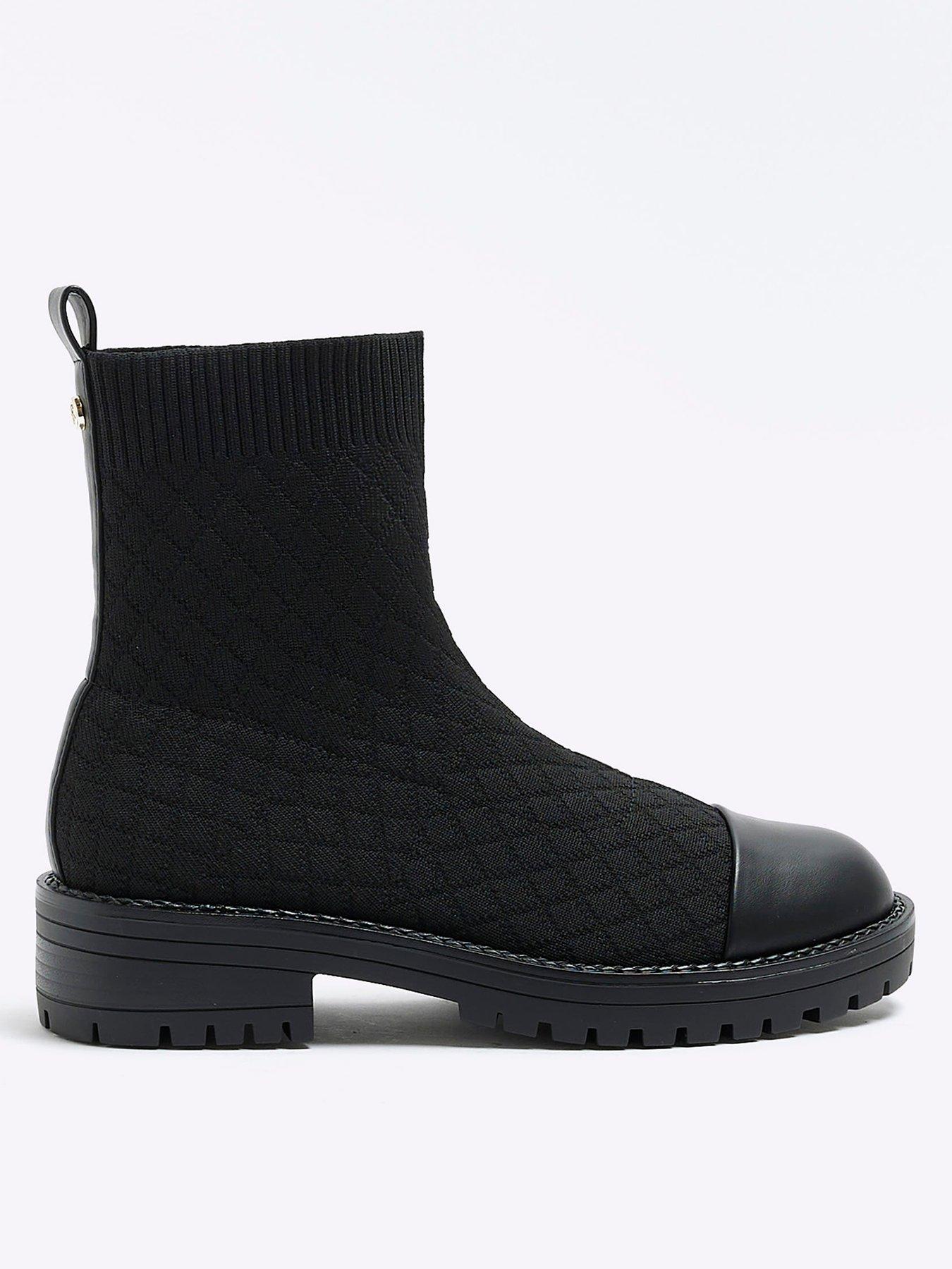 Wide Fit Quilted Sock Boot Black