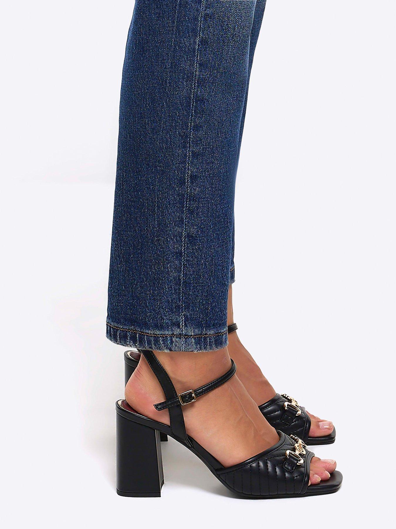 River Island Snaffle Block Heel Black very.co.uk