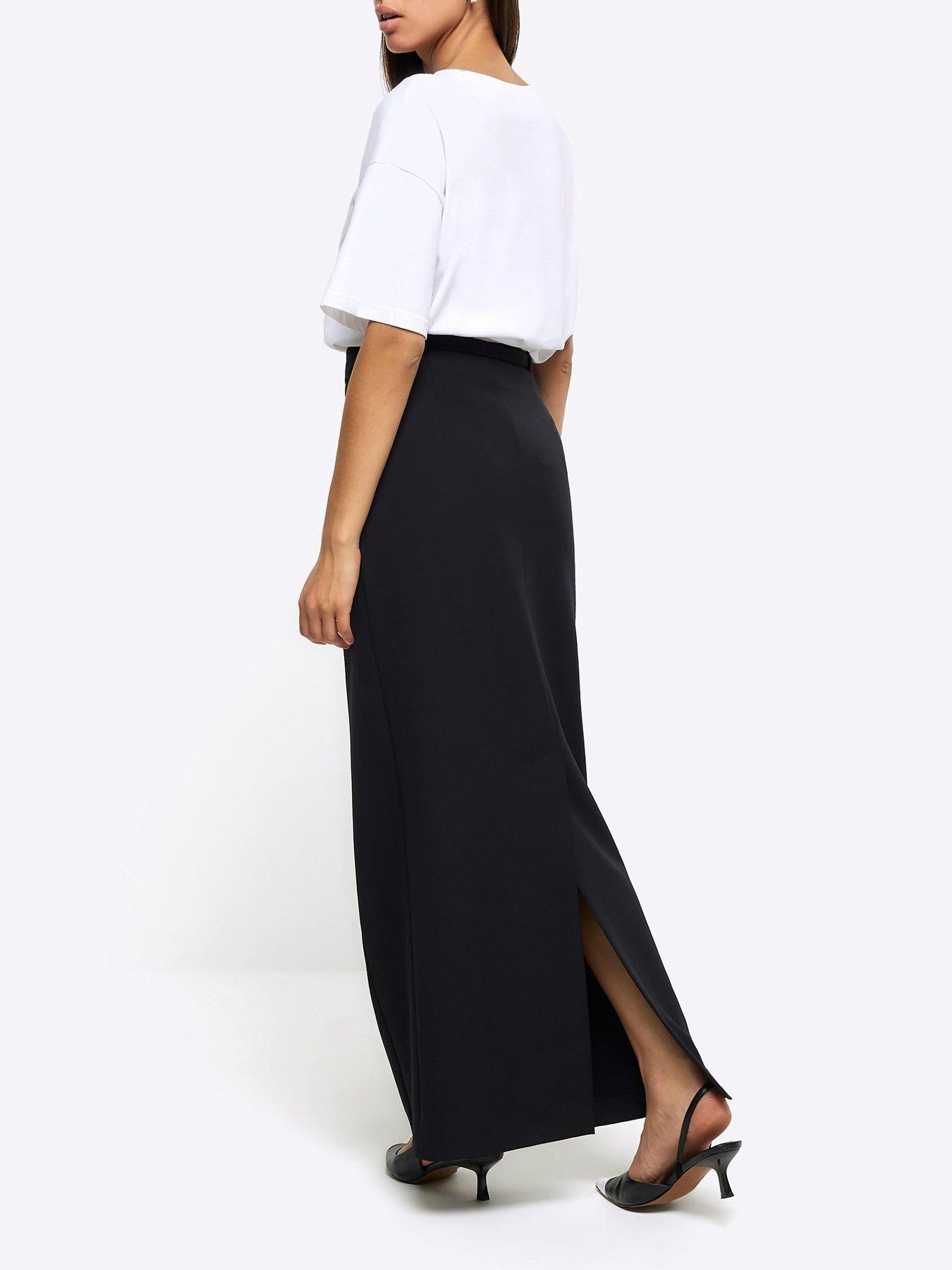 A Line Maxi Pencil Skirt Black