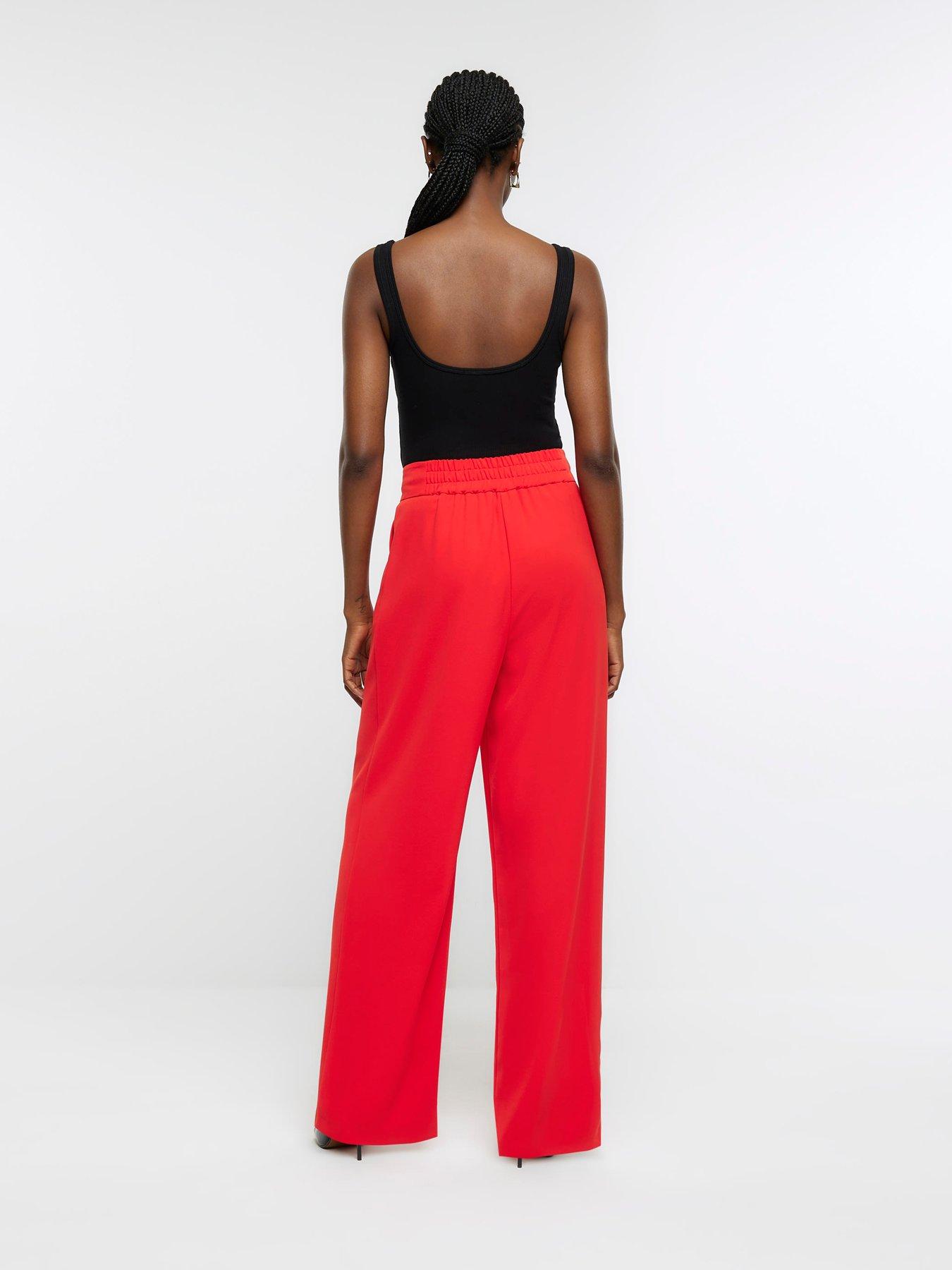 River Island Wide Leg Pleated Trouser - Red