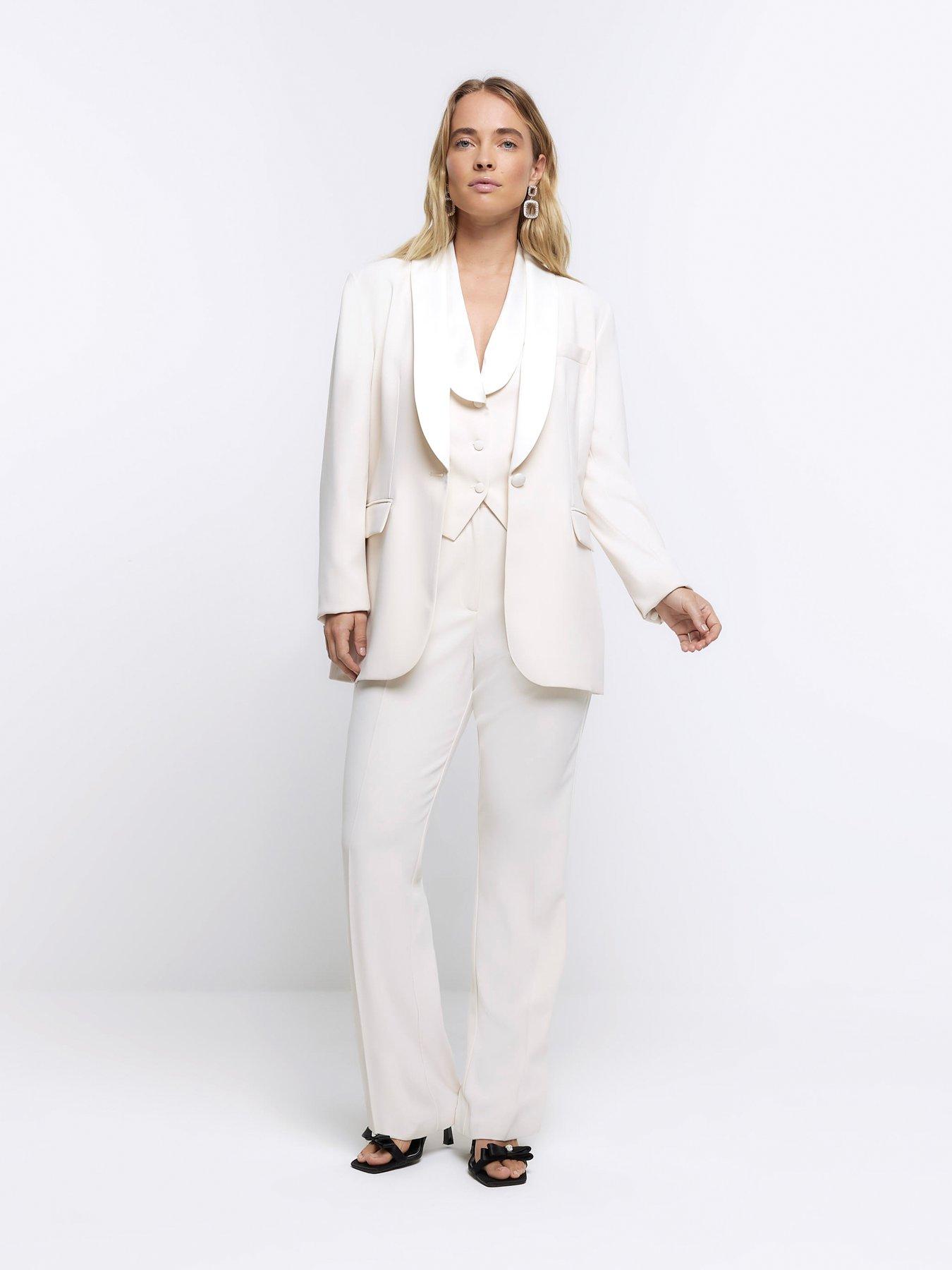 Ladies cream sale tuxedo jacket