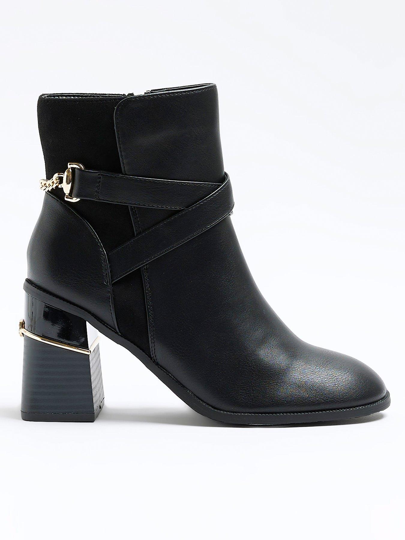 Black block hot sale heel boots uk