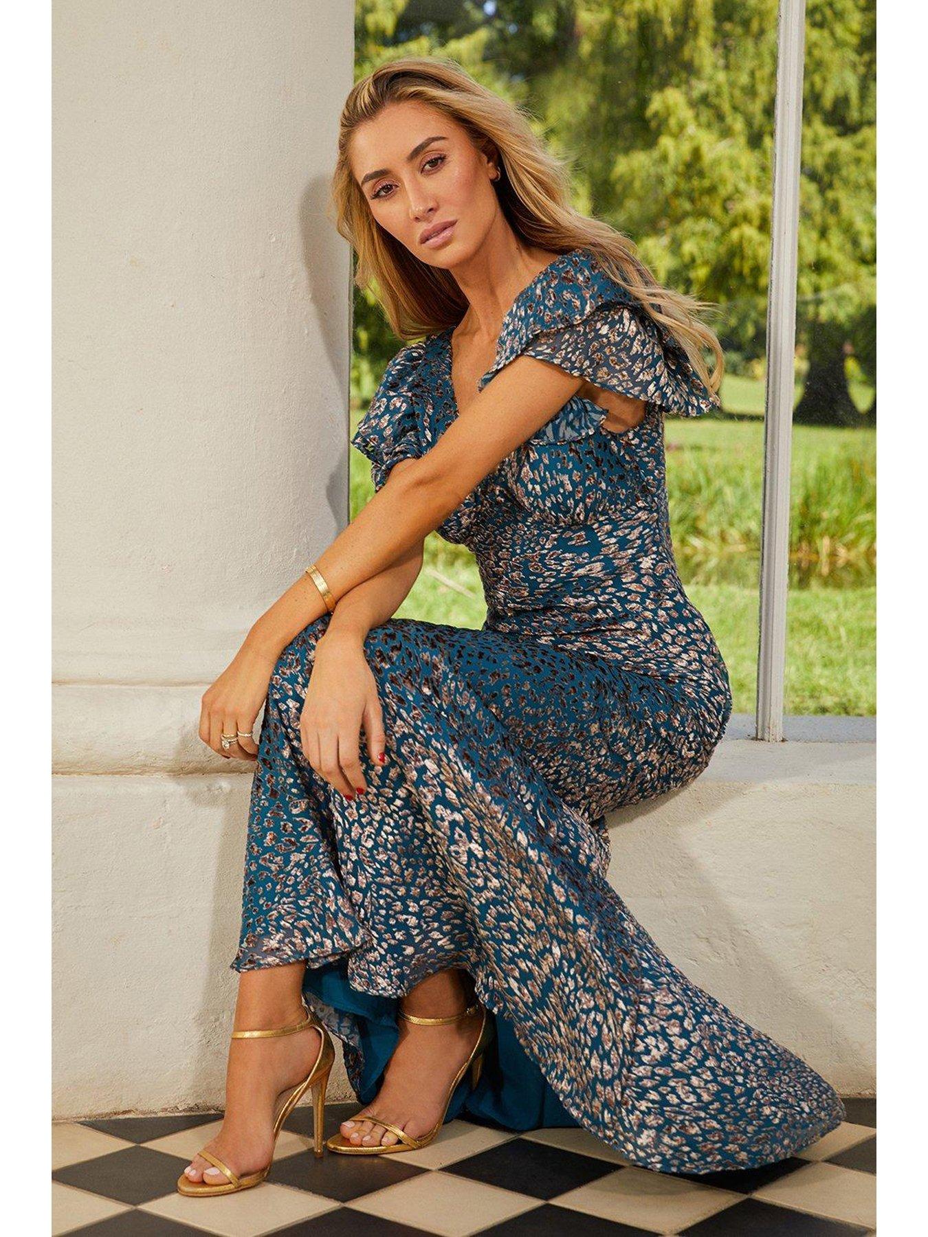 Flutter sleeve outlet maxi dress uk