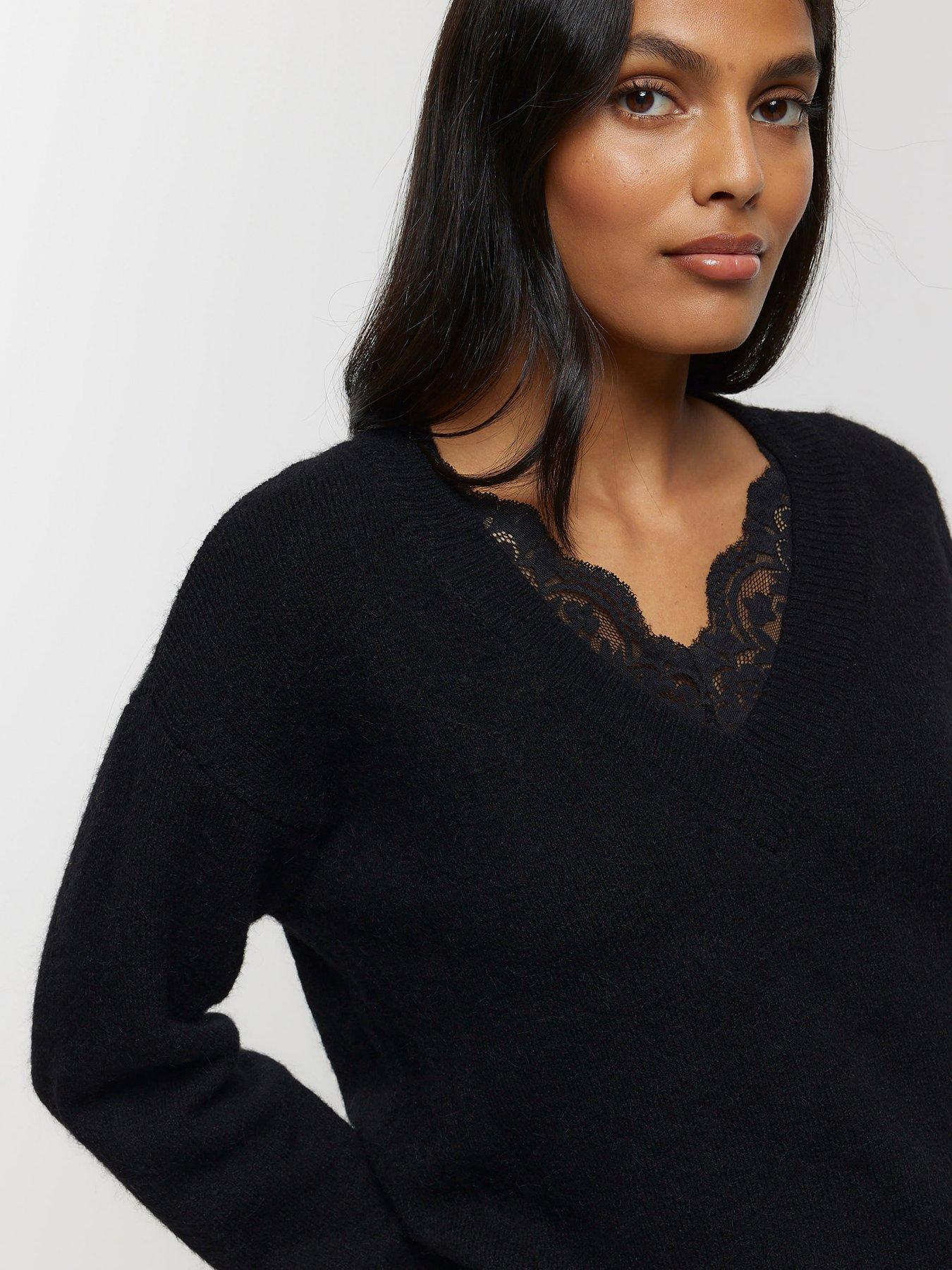 Black lace jumpers sales