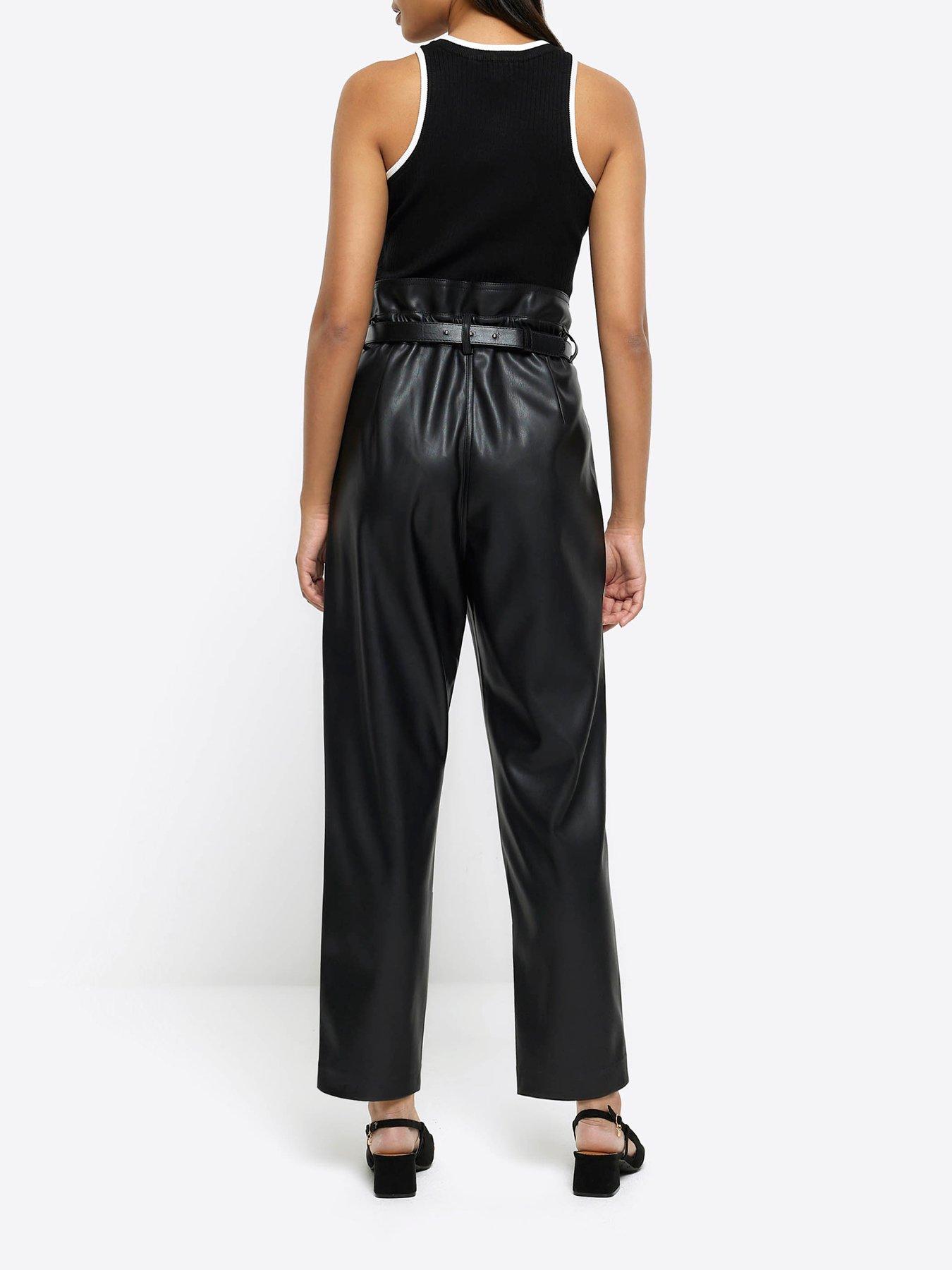 Black pu paperbag sales trousers