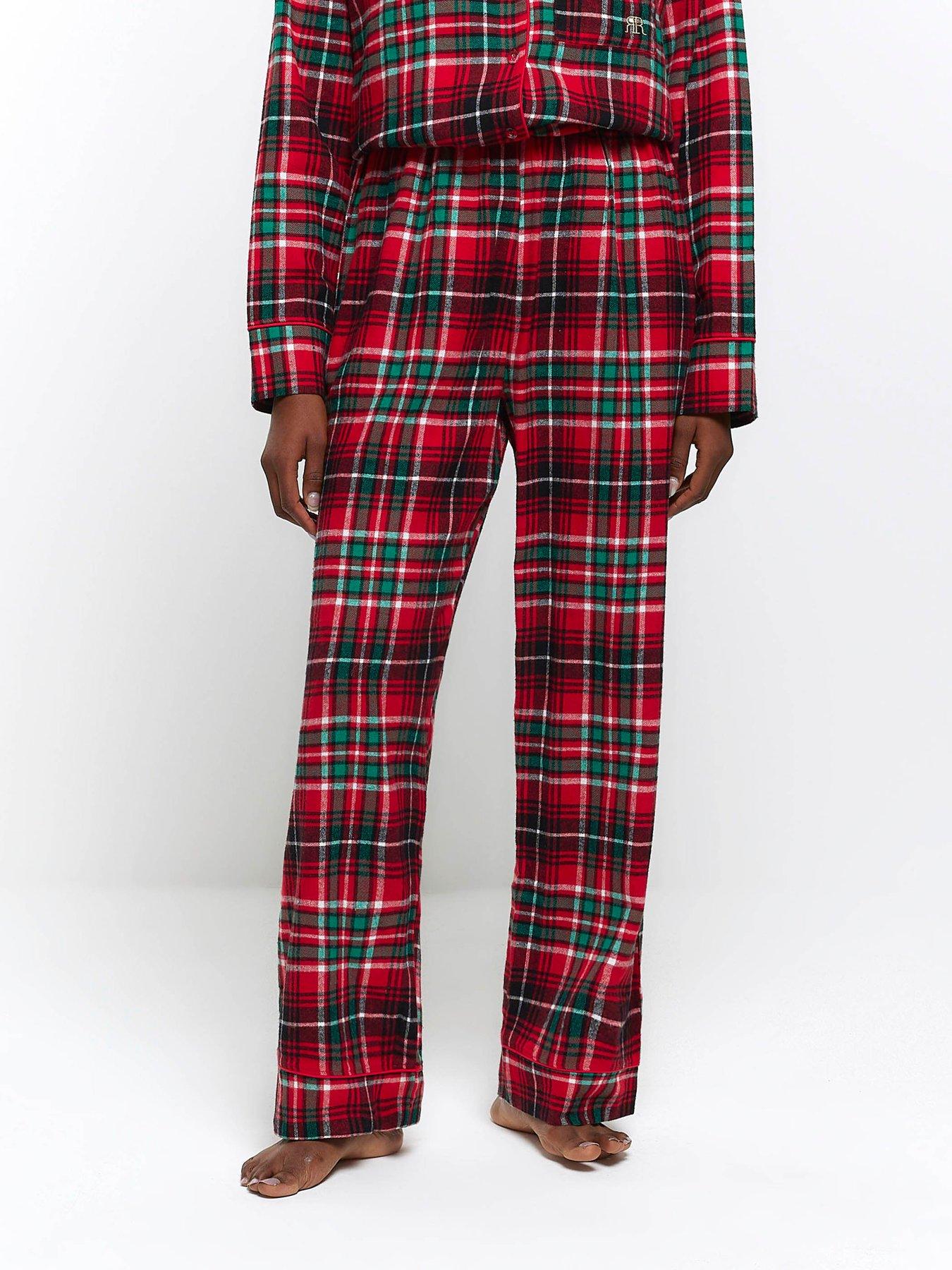 River Island Brushed Cotton Check Pyjama Trouser Red very