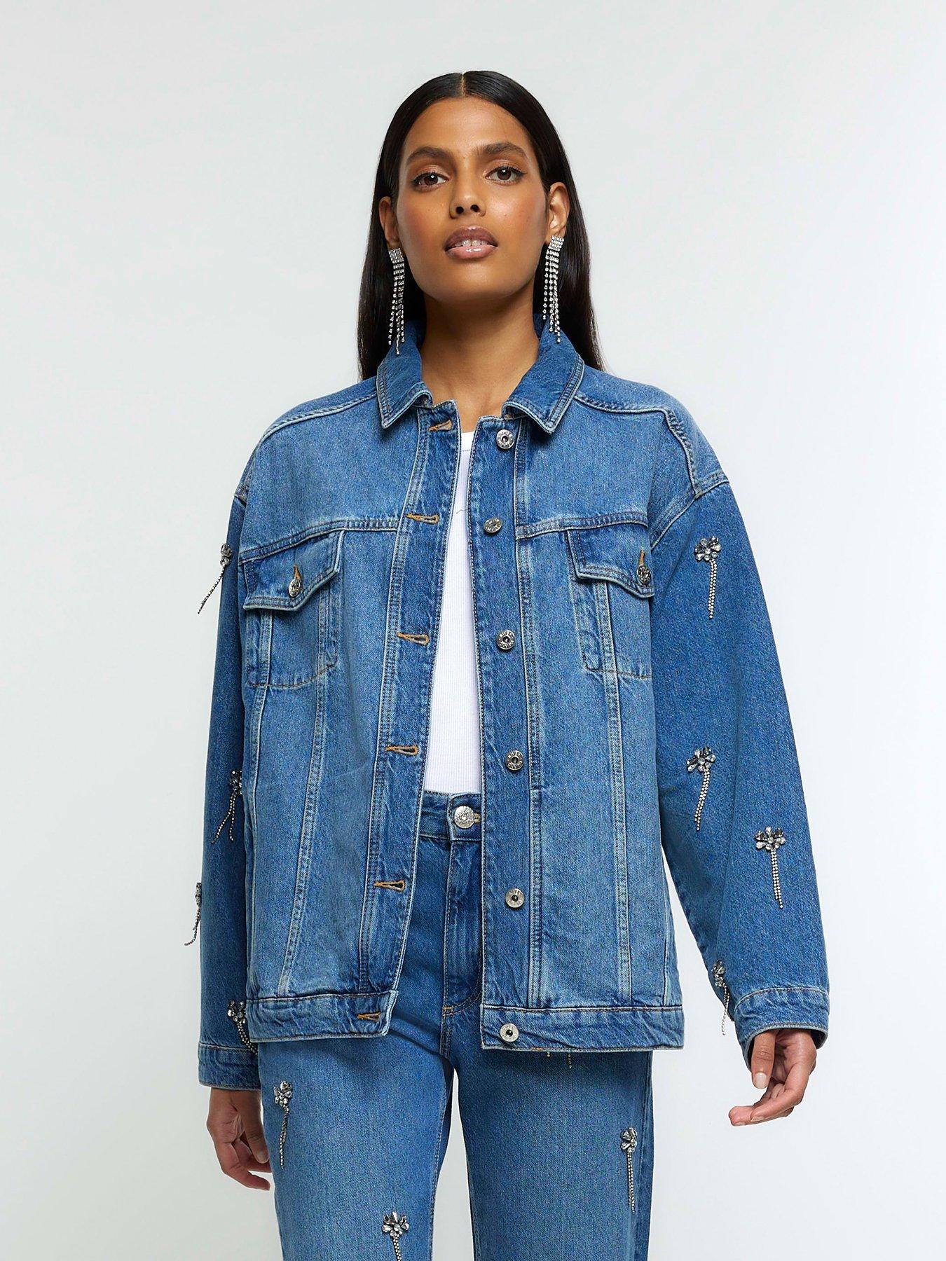 River island green denim sales jacket