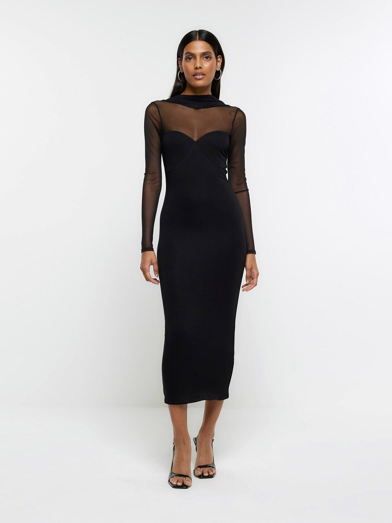 Black choker best sale midi dress