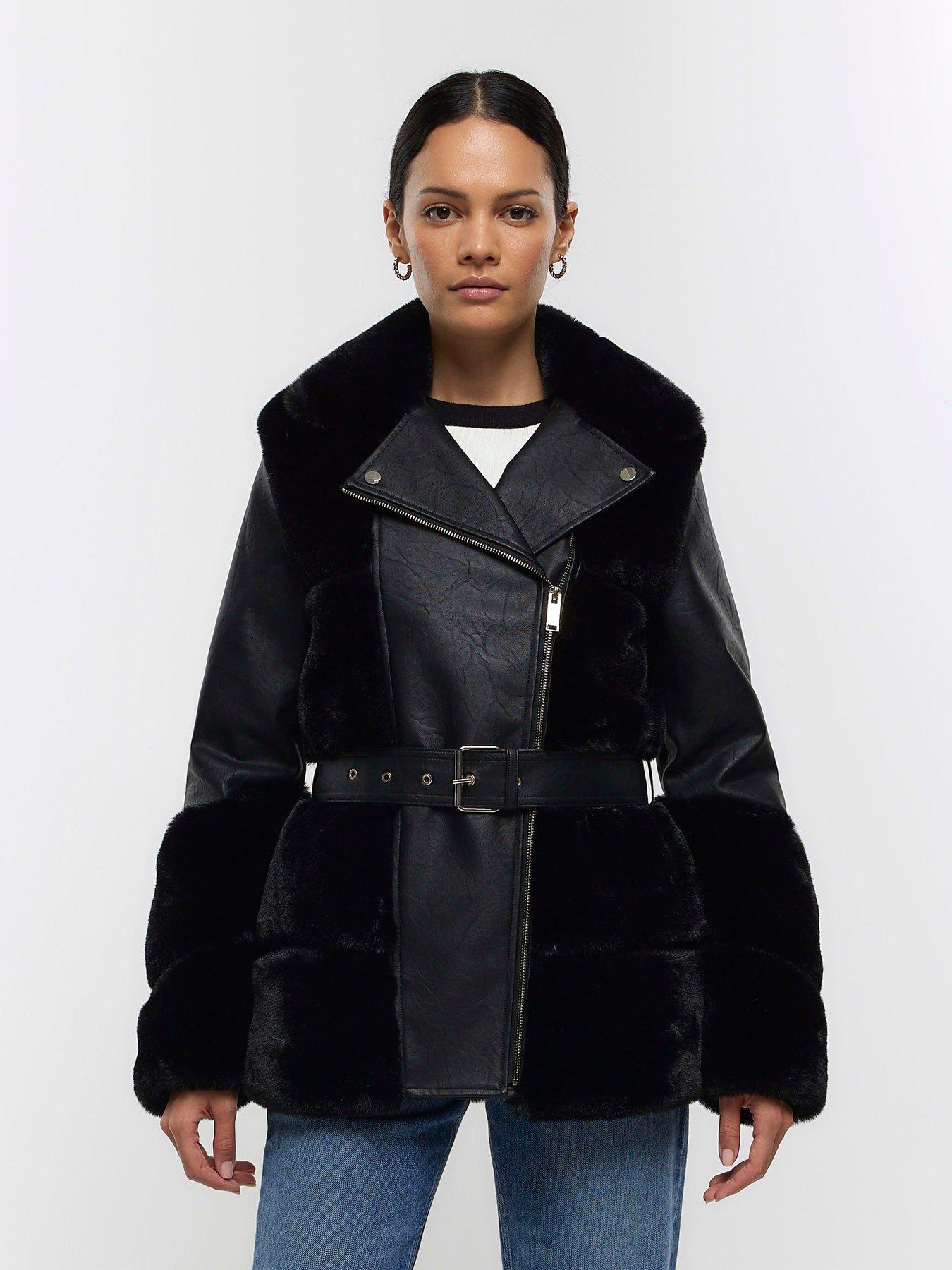 Faux fur outlet biker jacket womens