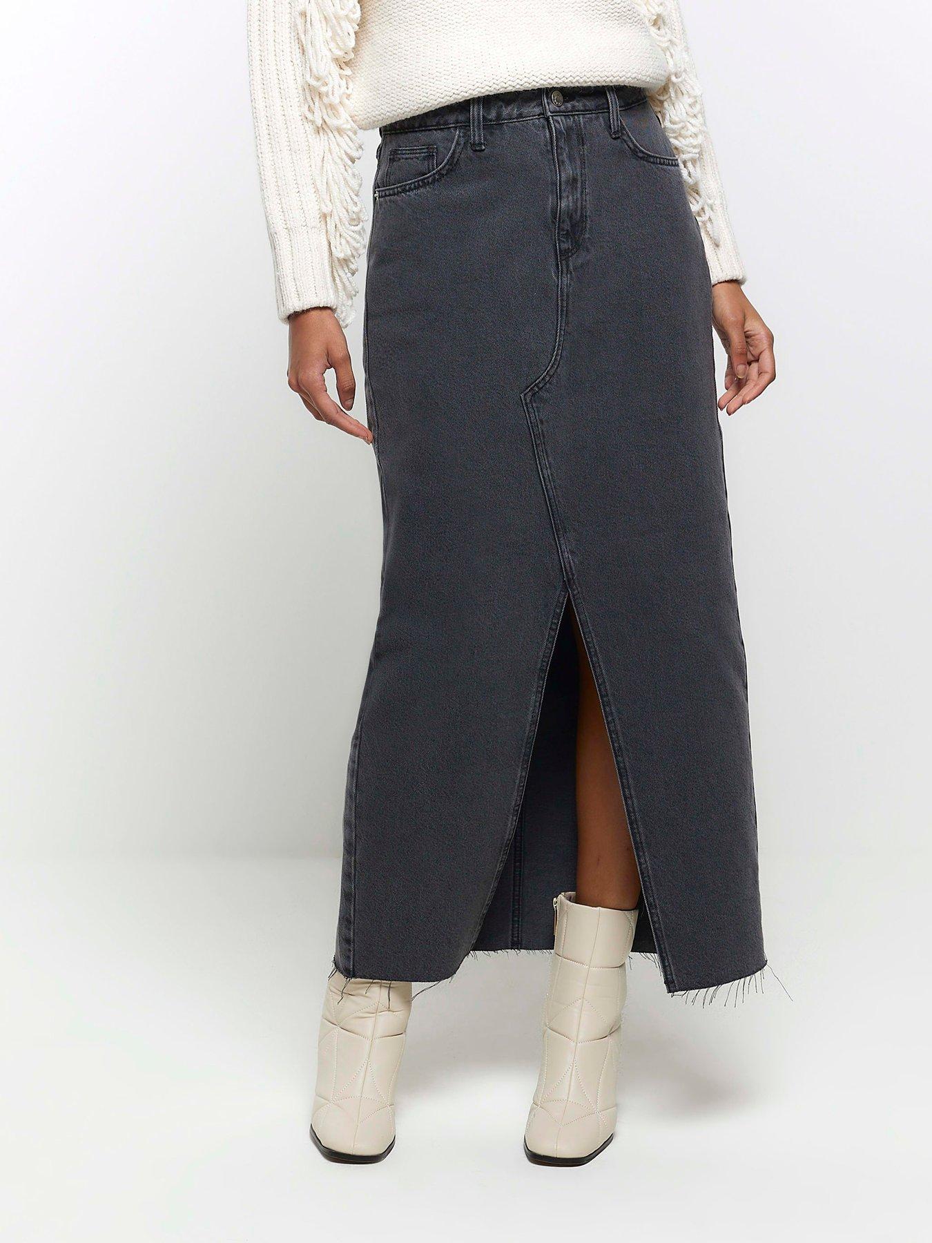 High waisted denim skirt river island best sale