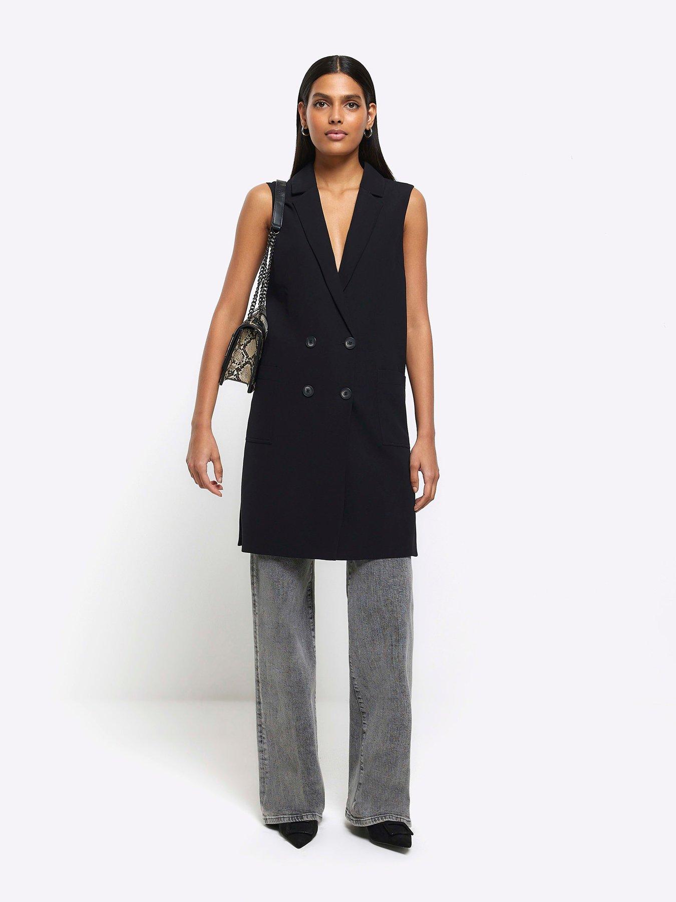 River Island Longline Sleeveless Jacket - Black