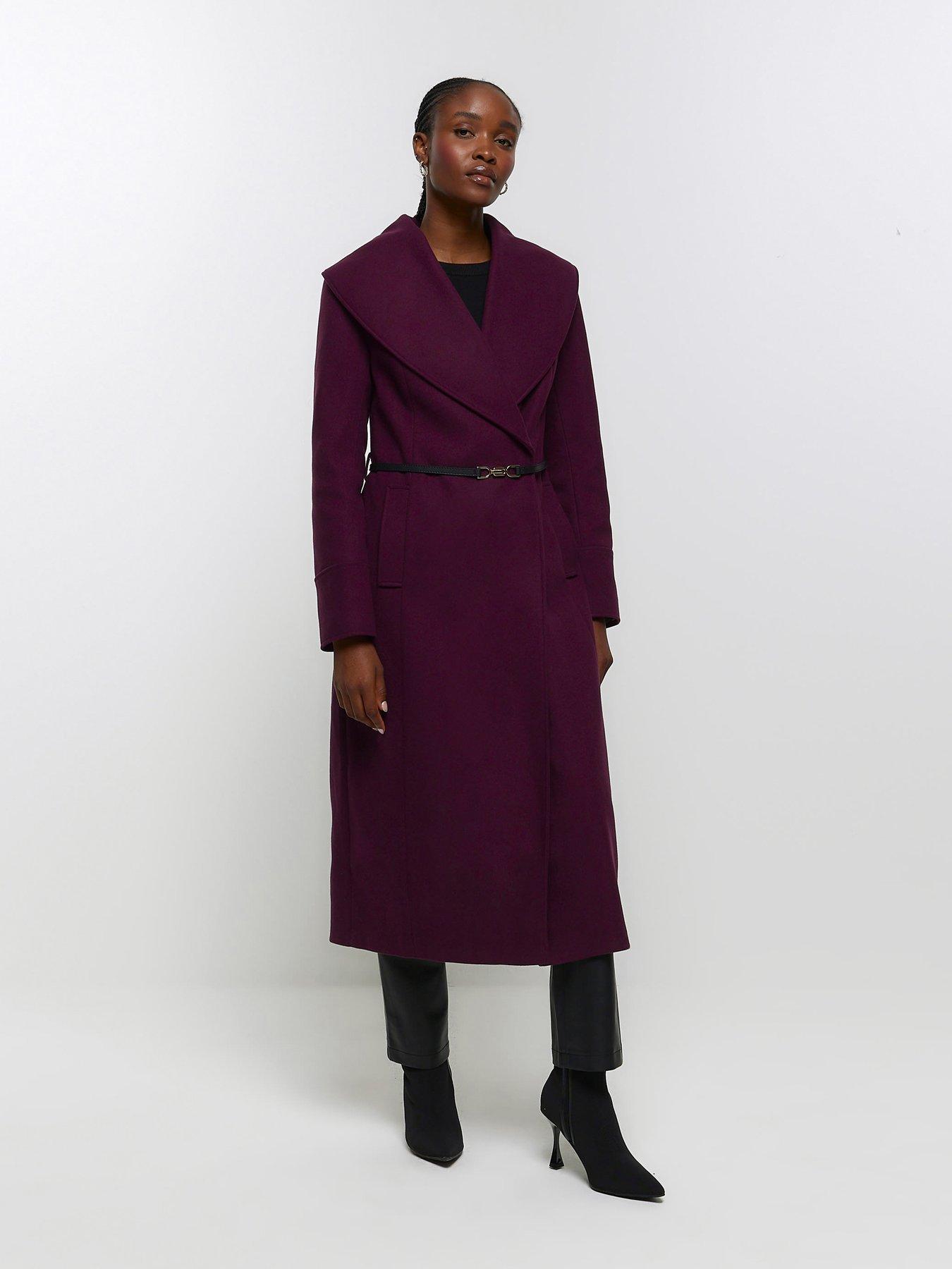 Dark red long clearance coat