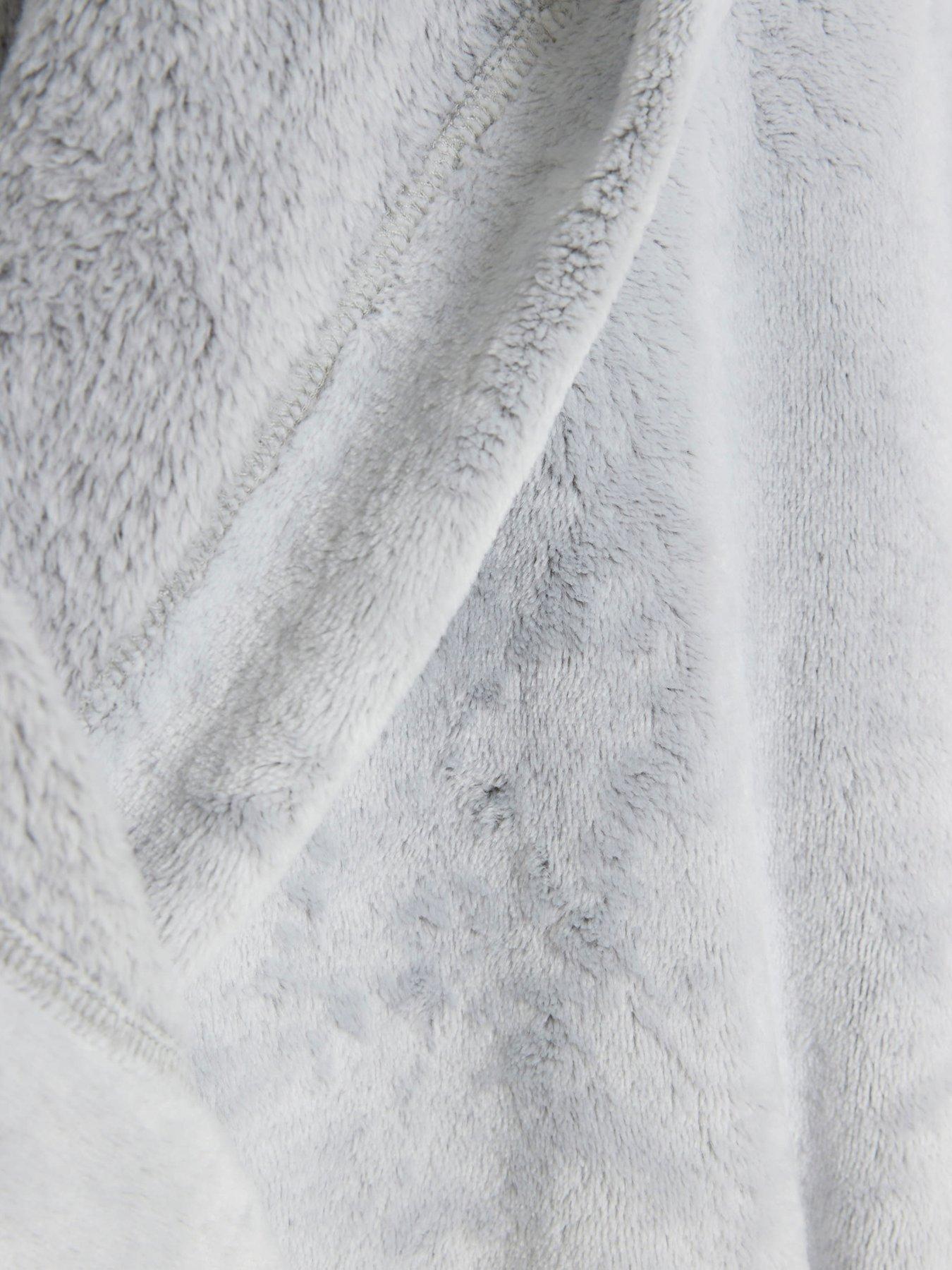 River Island Fluffy Hooded Dressing Gown Grey Very.co.uk