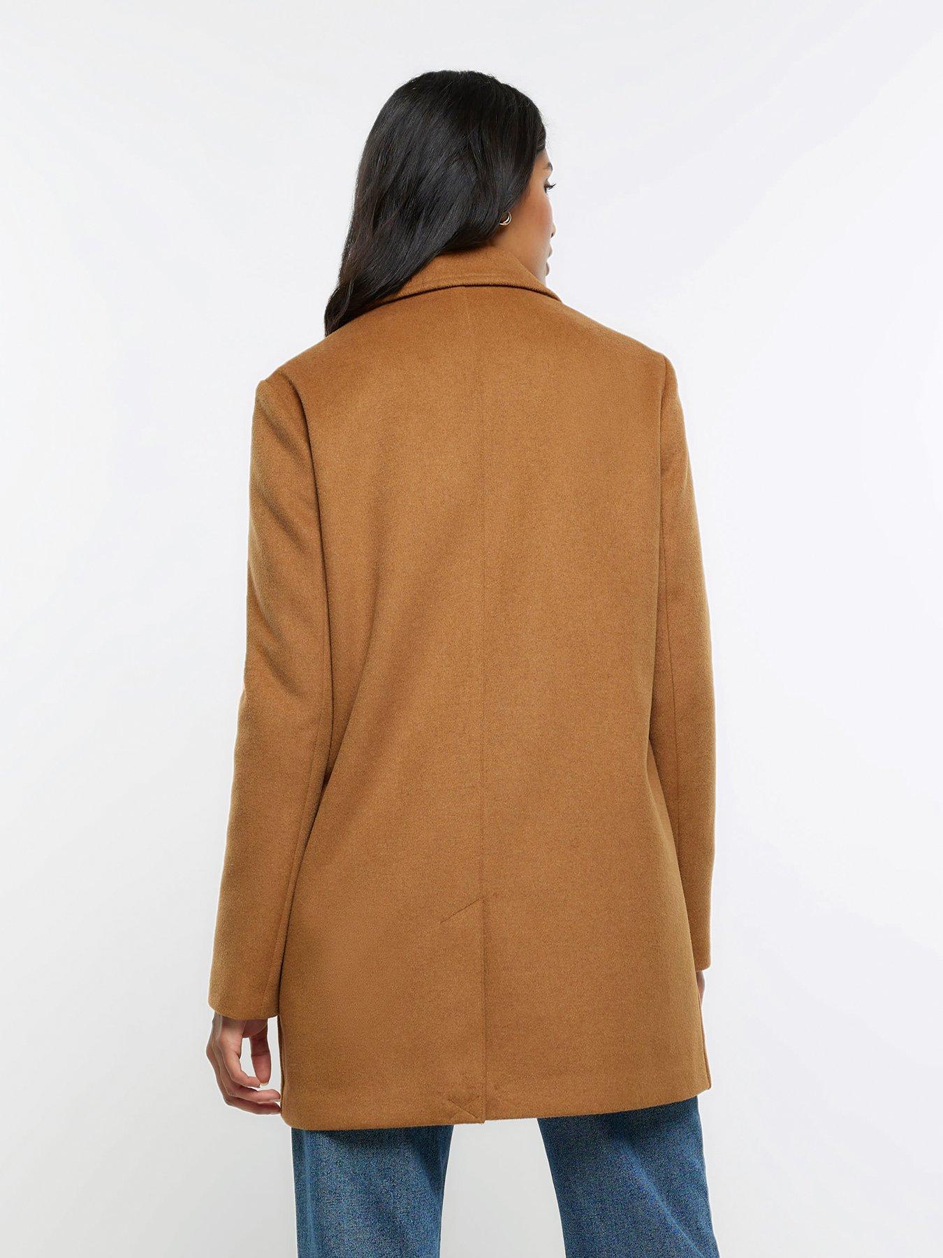 River island petite camel hot sale coat