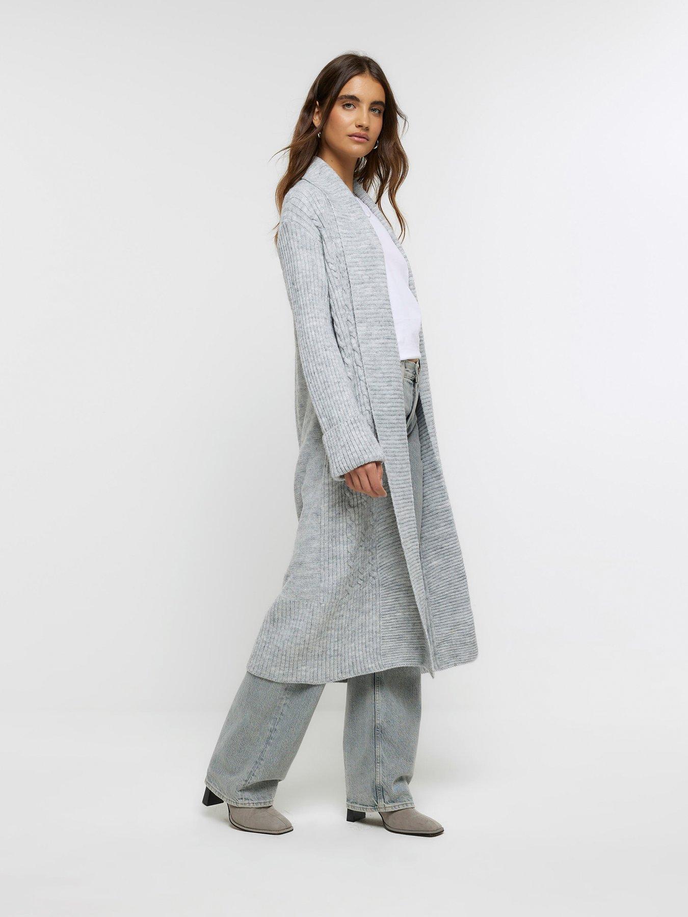 River Island Maxi Knit Cardigan - Light Grey